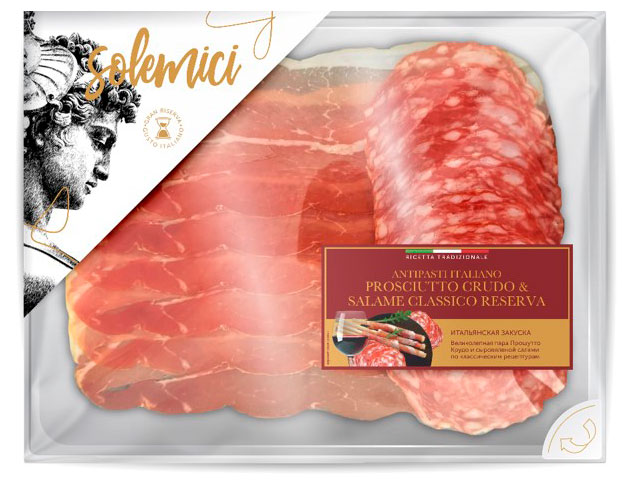 

Набор сыровяленых продуктов Solemici Прошутто крудо и Салями Классико резерва нарезка, 100 г