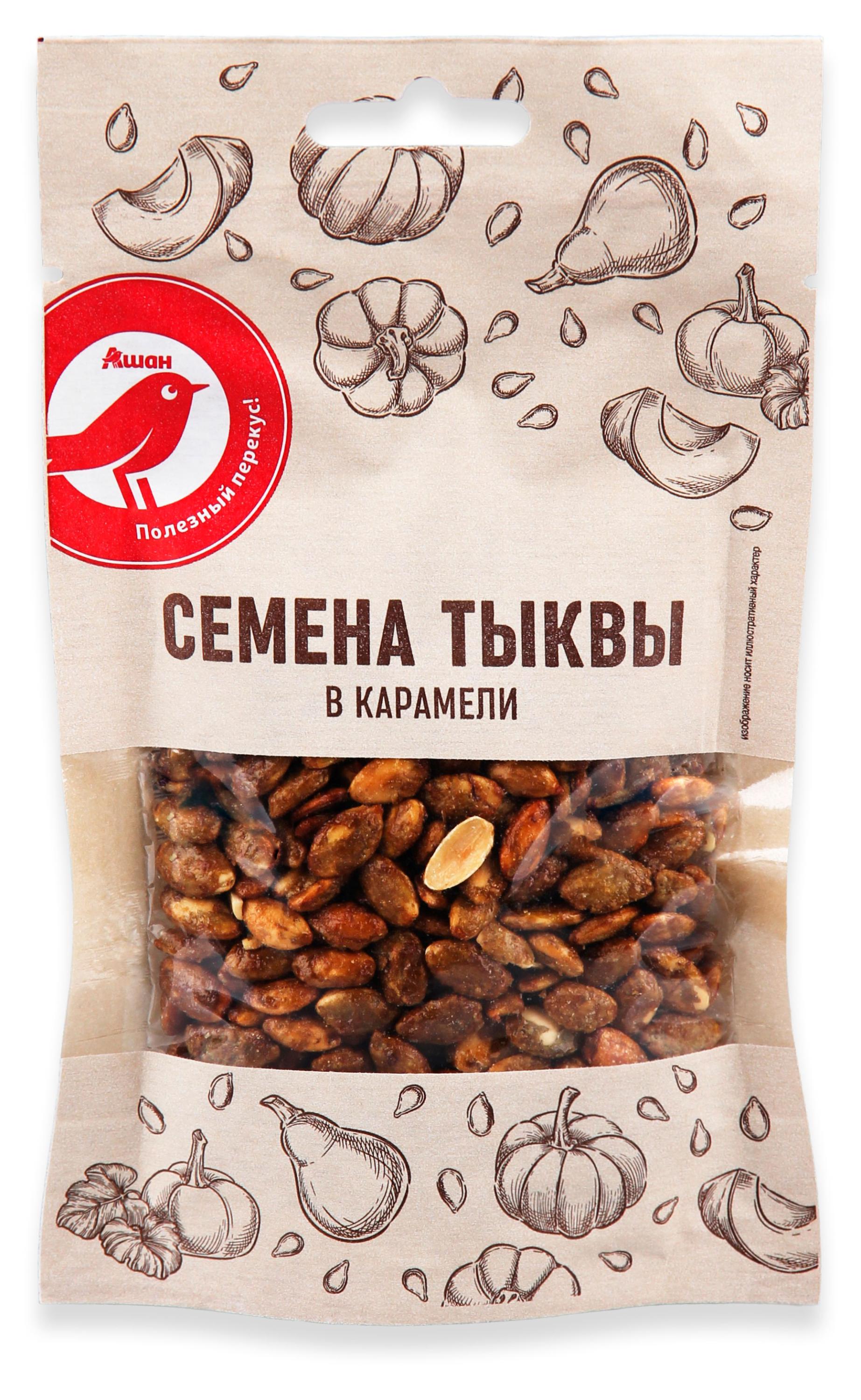 

Семена тыквы АШАН Красная птица в карамели, 70 г