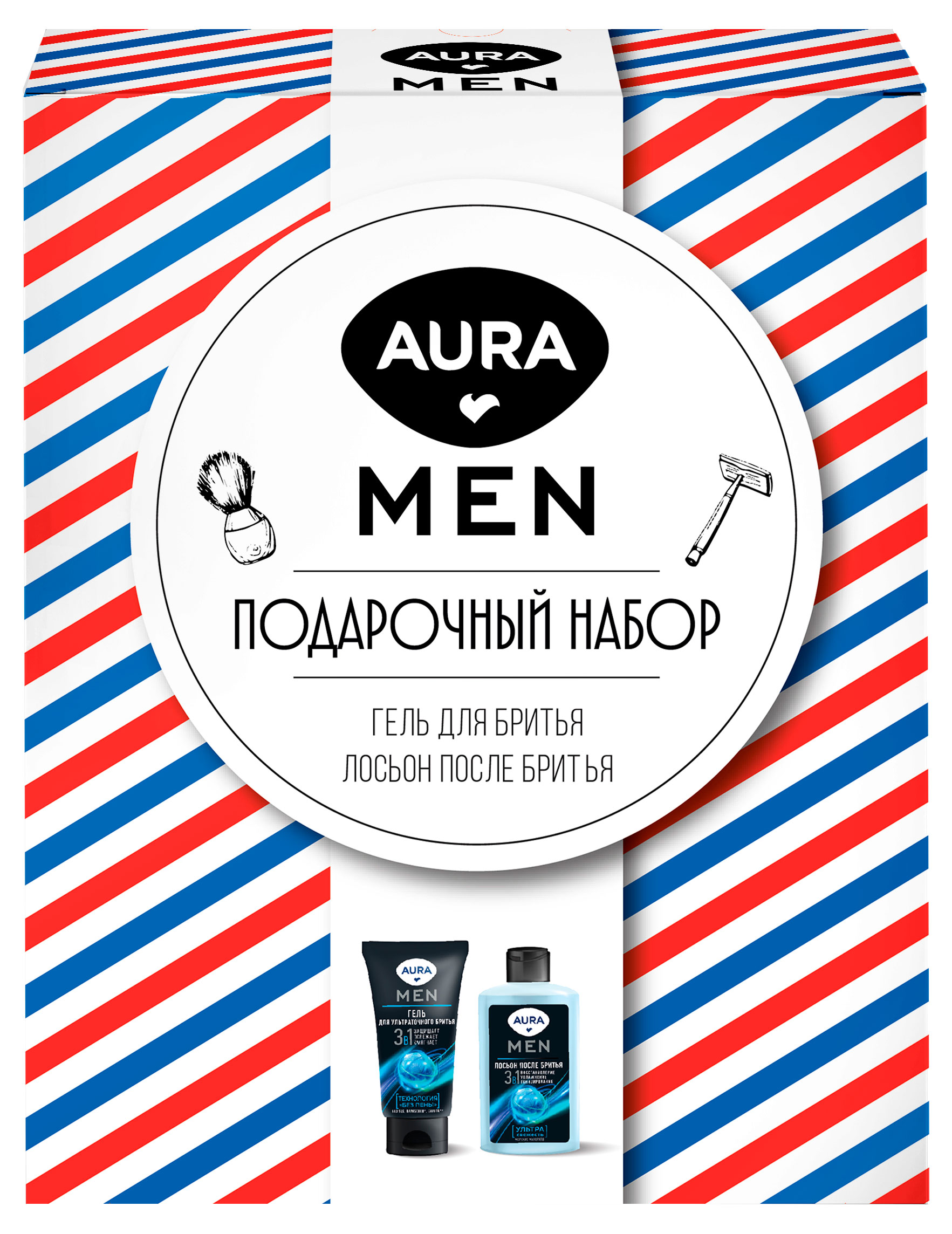 Изображение товара Подарочный набор Aura MEN гель для бритья и лосьон после бритья 150 мл