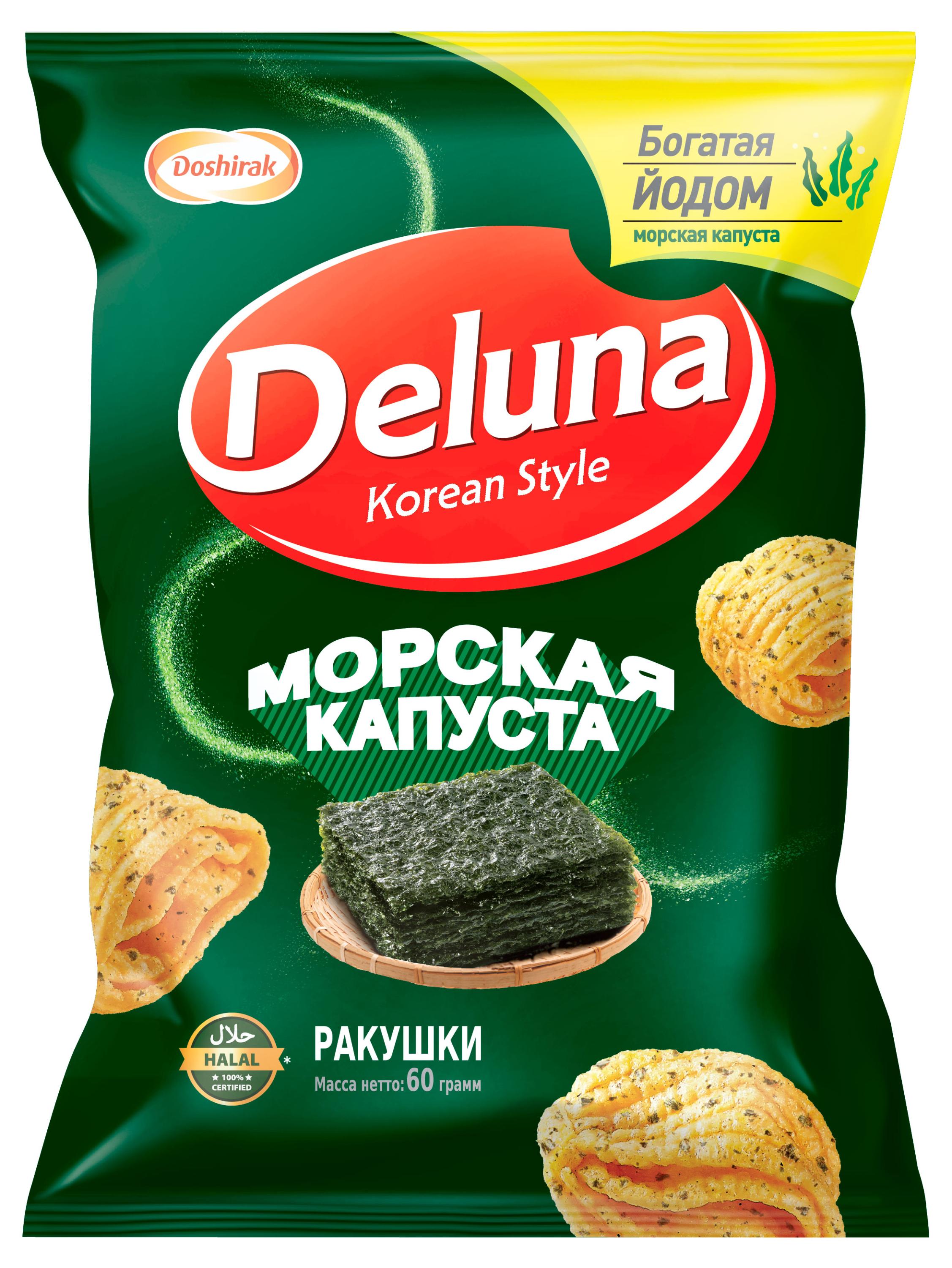 Изображение товара Кукурузные снеки с вкусом морской капусты Deluna 60 г Россия