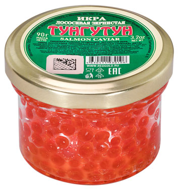 Изображение товара Икра кеты Тунгутун зернистая 90 г для праздничных закусок и завтраков