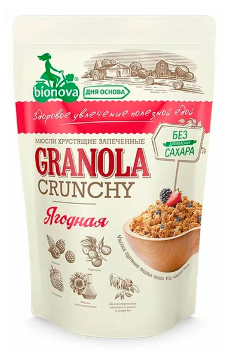 Изображение товара Мюсли запеченные Bionova Crunchy Ягодные, 60 г