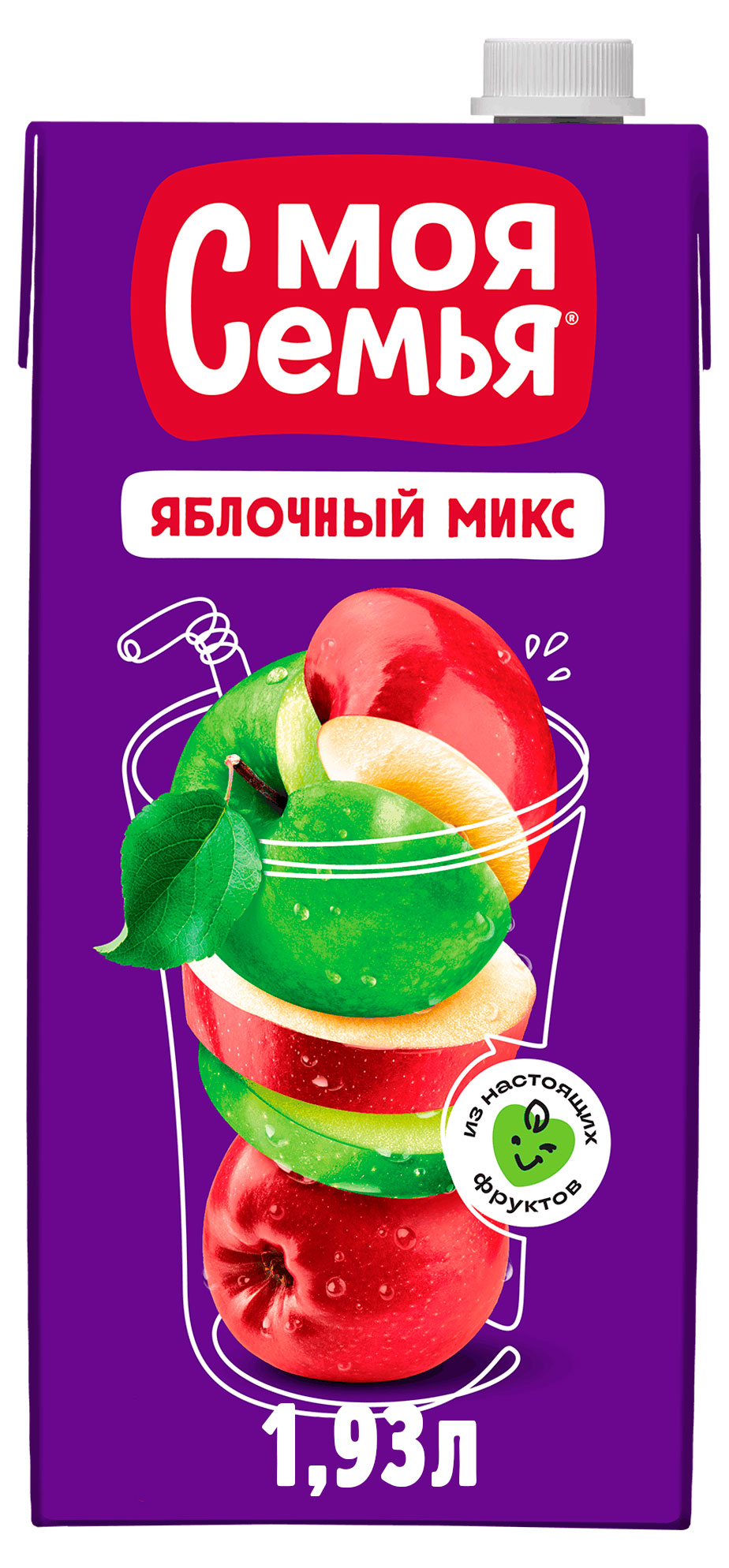 Изображение товара Моя Семья Яблочный микс сокосодержащий 1.93 л натуральный напиток