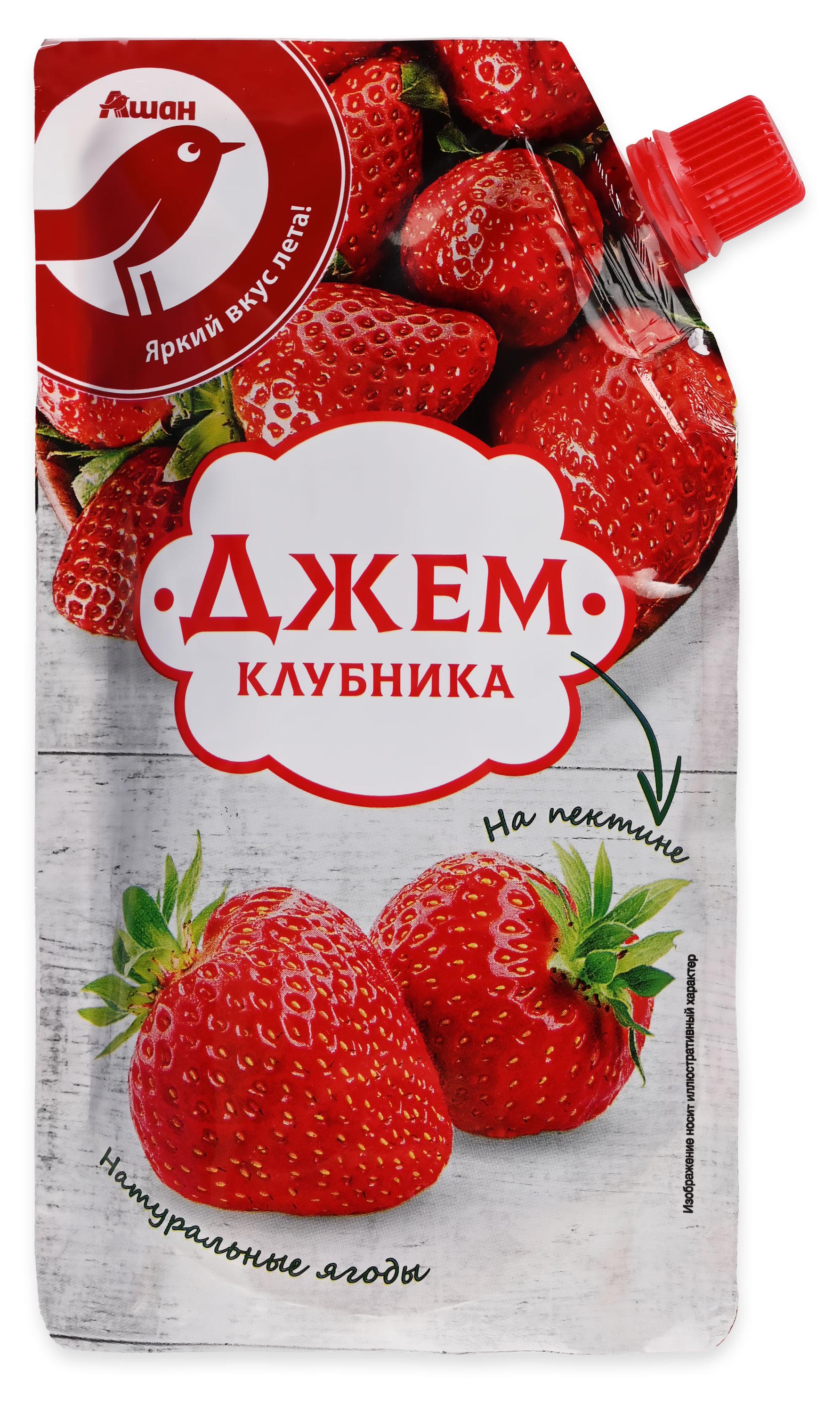 Изображение товара Джем АШАН Красная птица клубничный 270 г натуральный фруктовый продукт