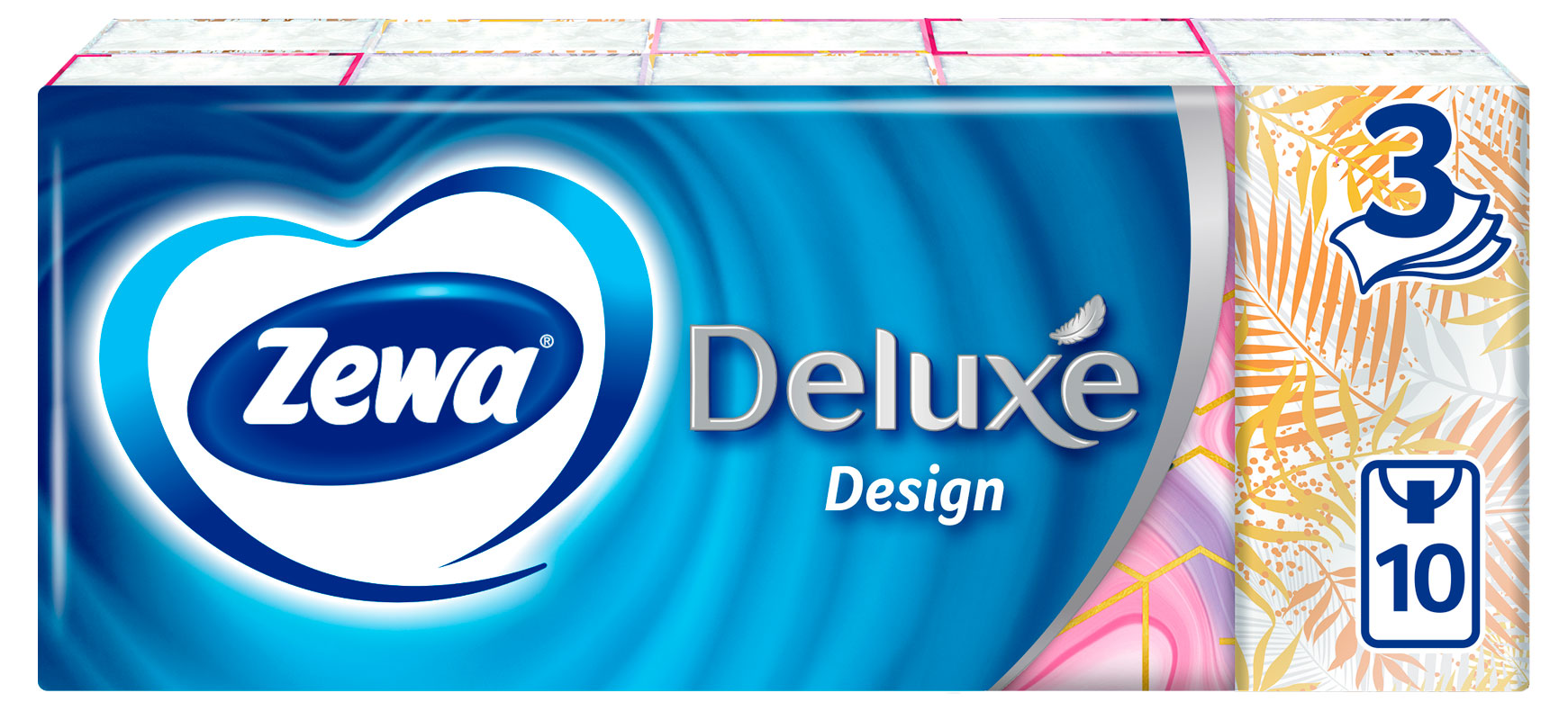 Изображение товара Бумажные носовые платки Zewa Deluxe Design 3 слоя, 10 шт