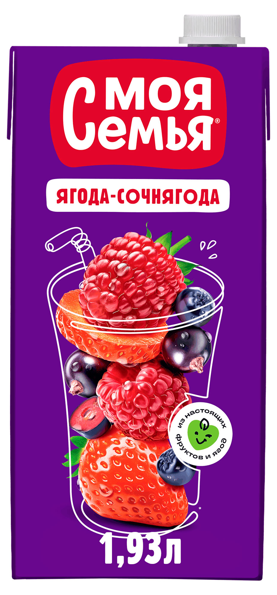 Изображение товара Напиток сокосодержащий Моя семья Ягода-Сочнягода 1,93 л натуральный фруктово-ягодный