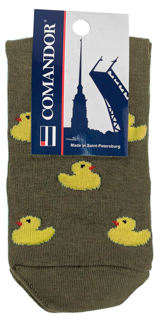 Изображение товара Мужские носки Comandor с рисунком утята, зеленые, р. 25 - комфорт и стиль