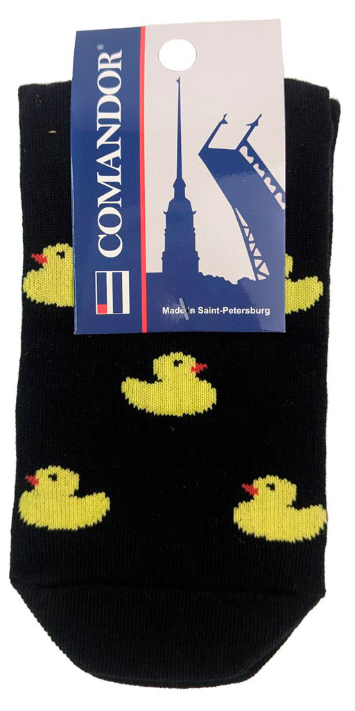 Изображение товара Мужские носки Comandor с рисунком утята, 1 пара, черные, р. 25