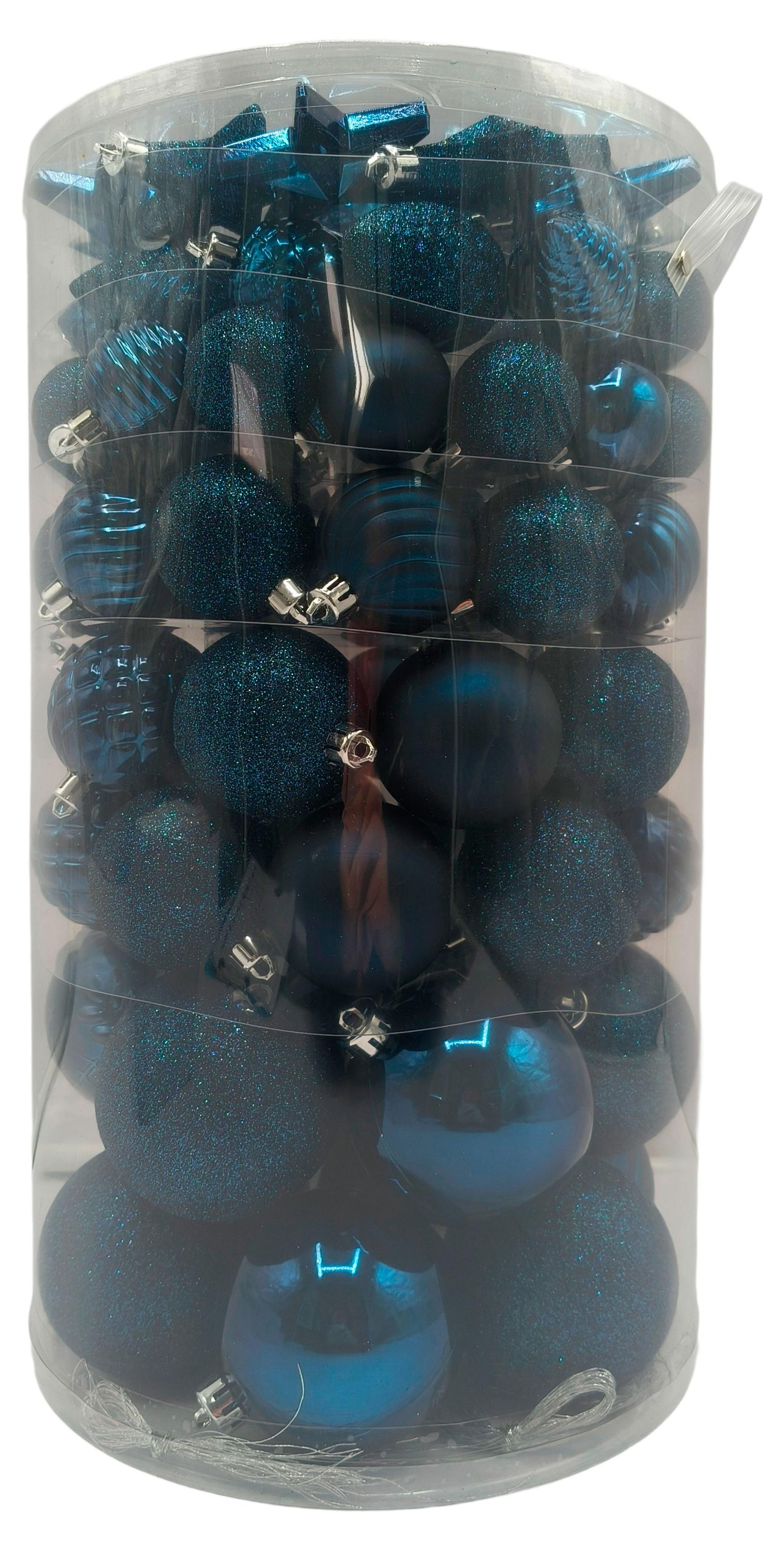Изображение товара Набор елочных шаров Actuel синие, 82 шт - новогодние украшения из пластика