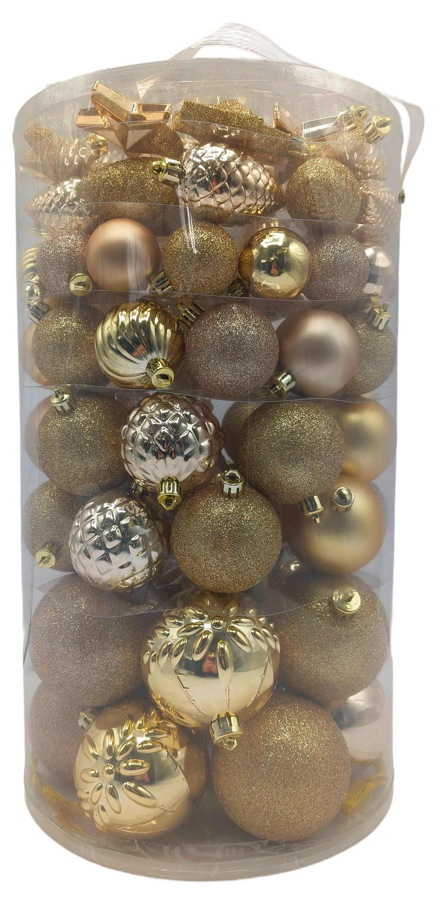 Изображение товара Набор елочных шаров Actuel золотые 82 шт для новогоднего украшения елки
