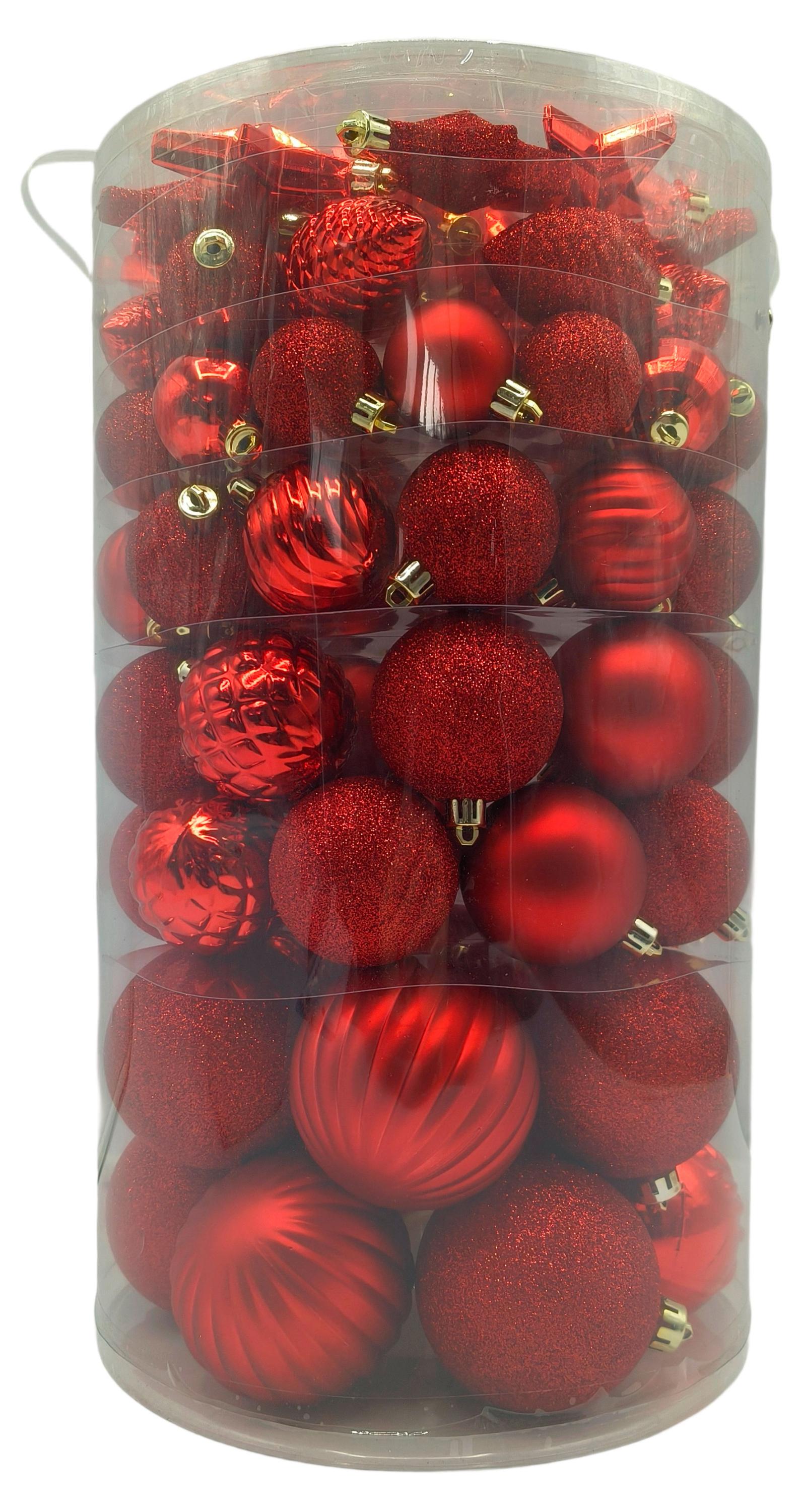 Изображение товара Набор елочных шаров Actuel 82 шт красные пластиковые новогодние украшения
