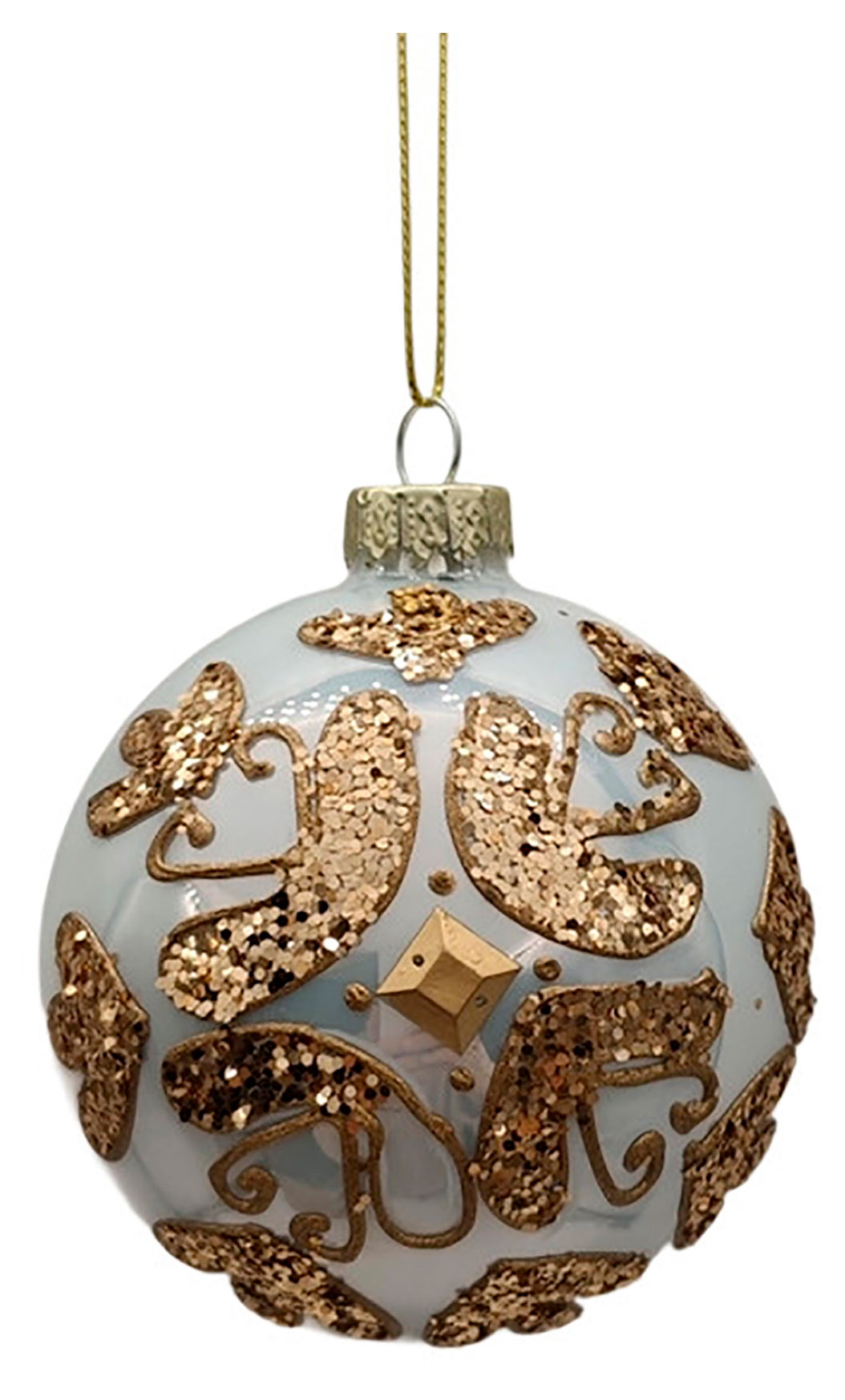 Изображение товара Стеклянный елочный шар Actuel Театр 8 см с пайетками для новогоднего декора