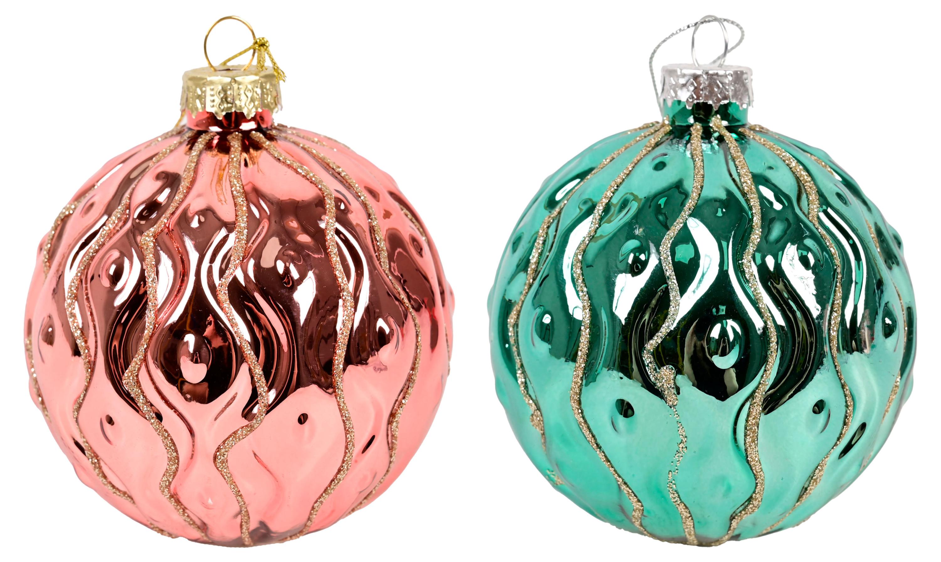 Изображение товара Стеклянный рождественский шар Зефир Волны, 10 см, праздничное украшение елки