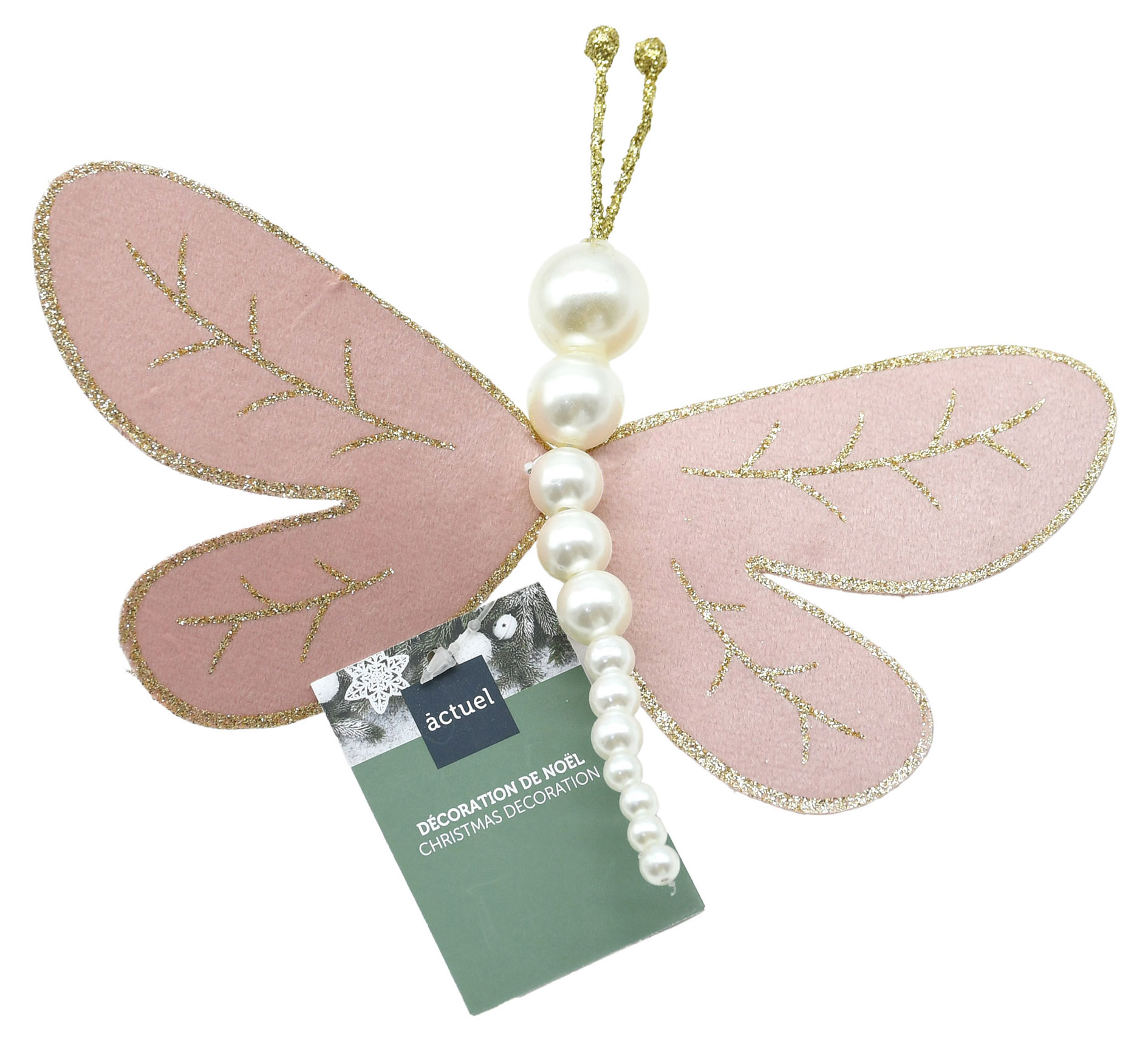 

Елочное украшение Actuel Розовый зефир Подвеска Стрекоза, 17 см