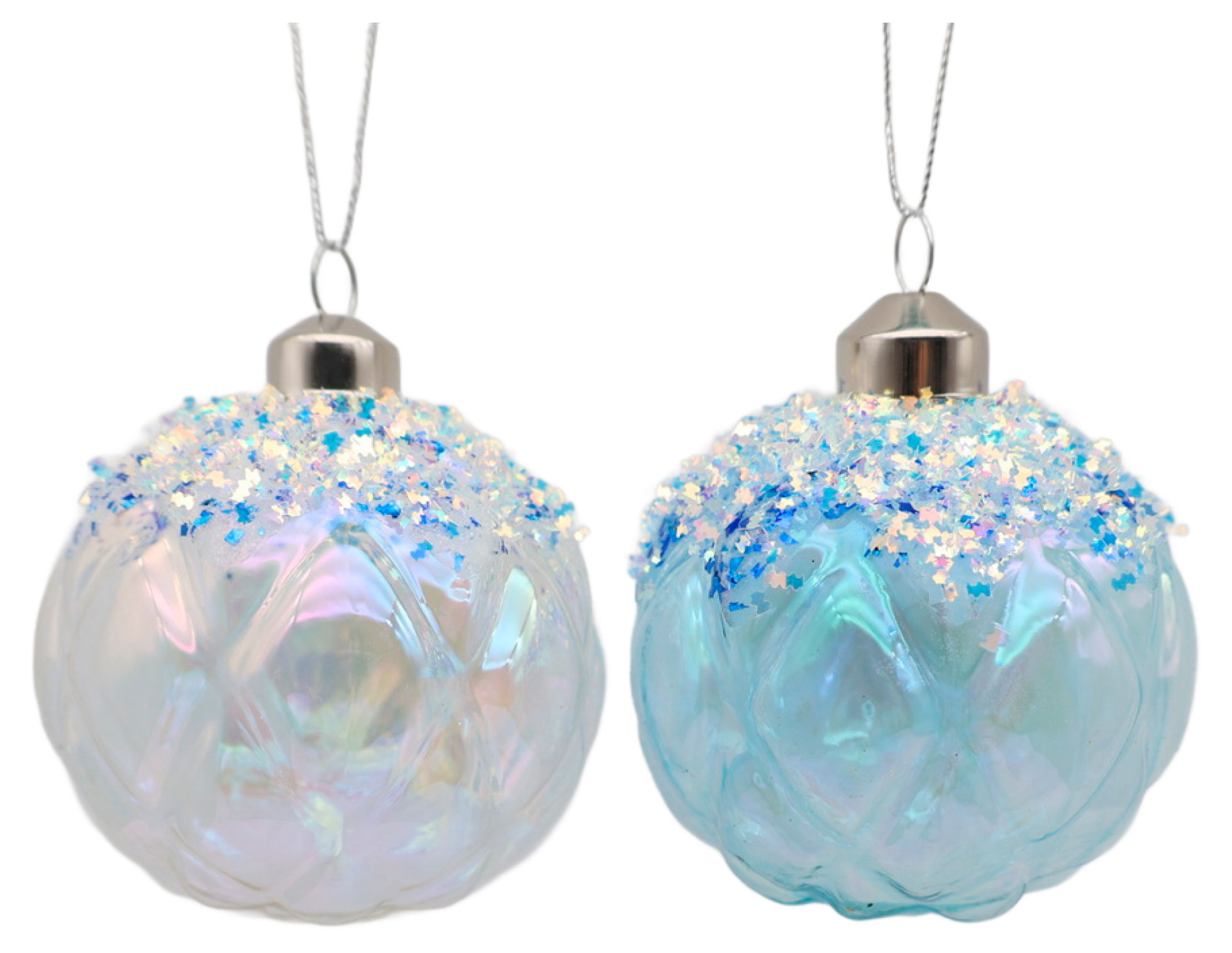 Изображение товара Елочный шар Снежная королева фактурный стекло 8 см