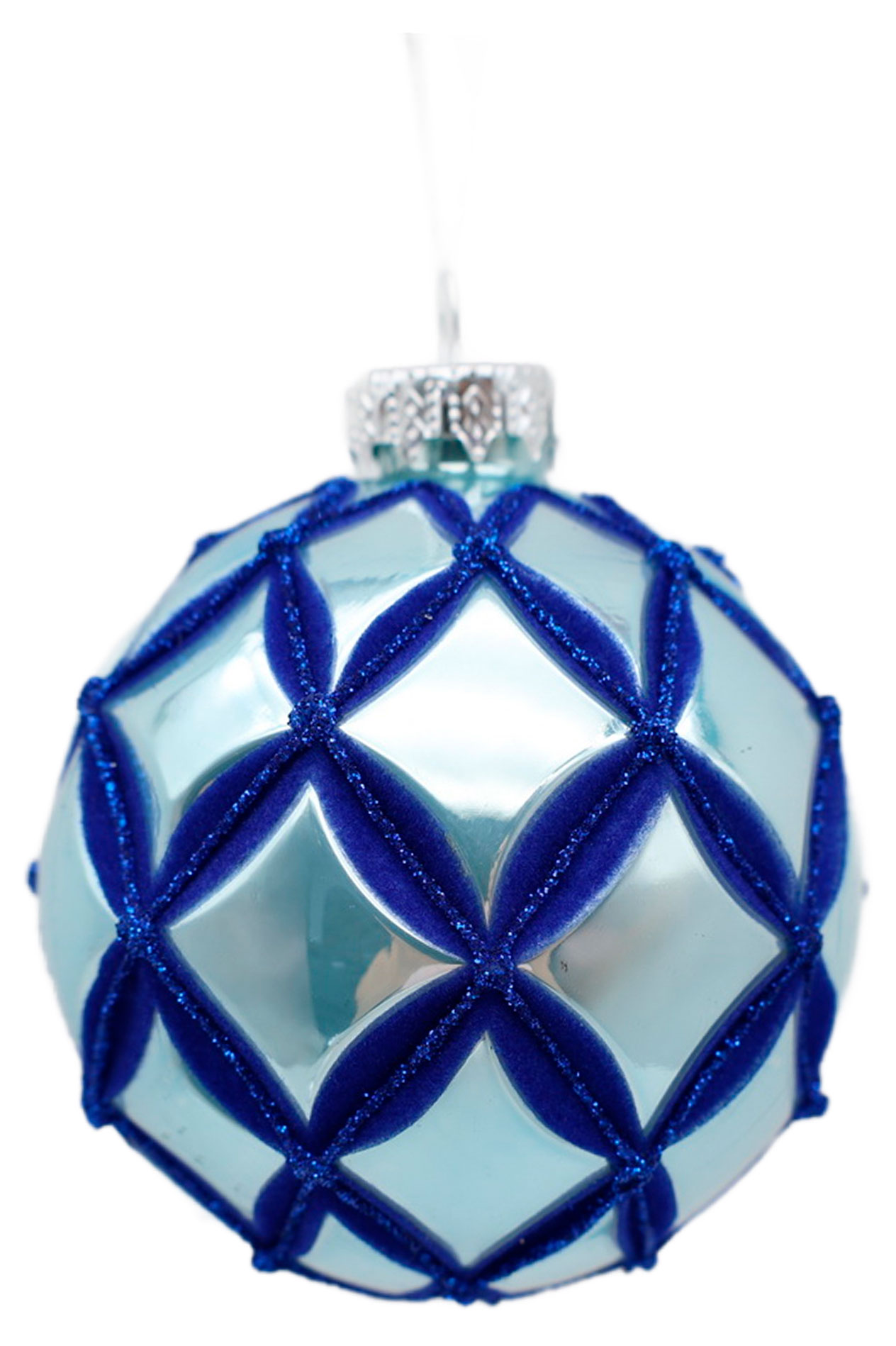 Изображение товара Голубой стеклянный елочный шар В царстве снежной королевы 8 см