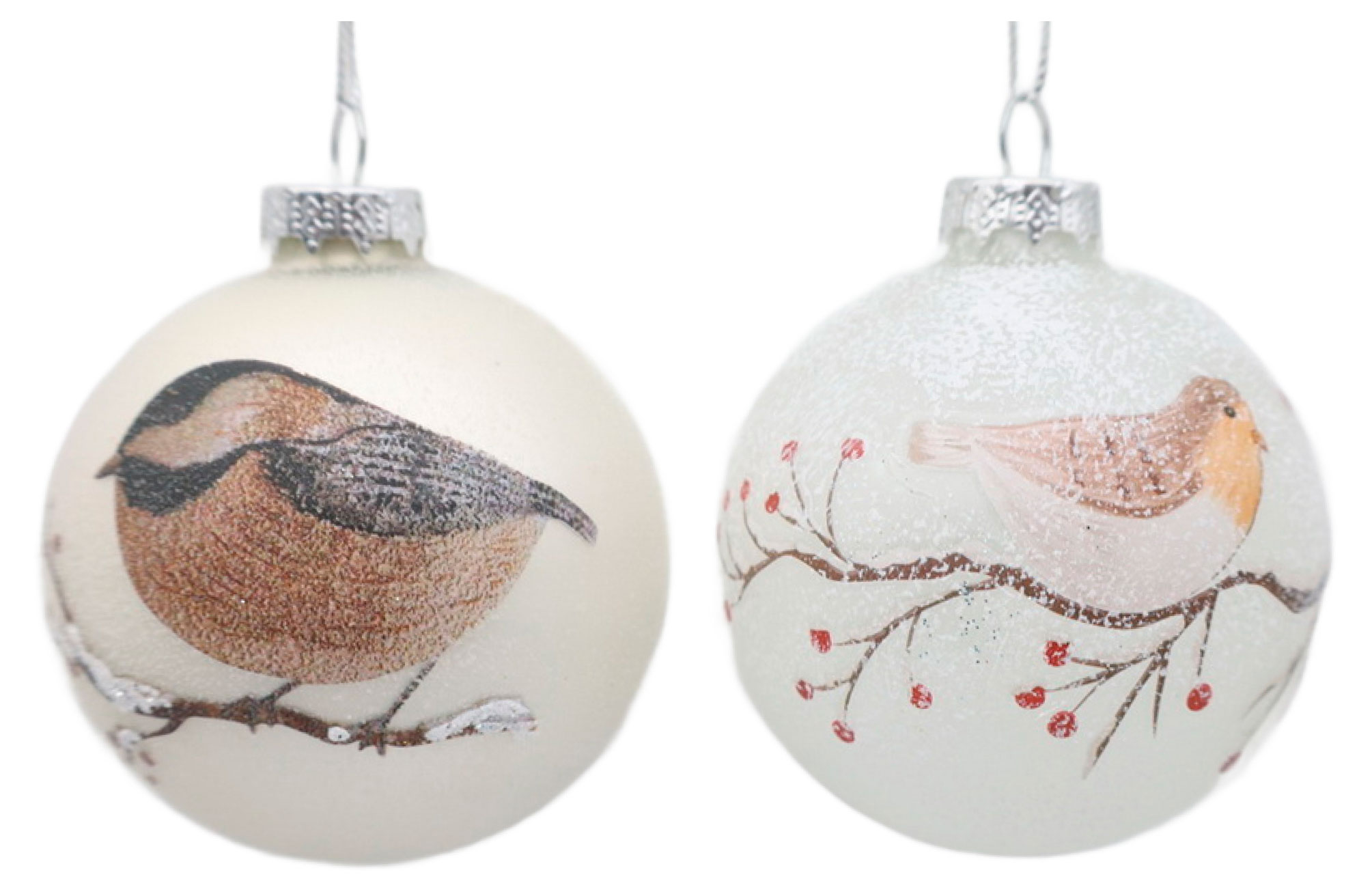 Изображение товара Елочный шар В царстве снежной королевы Птицы стекло, 8 см