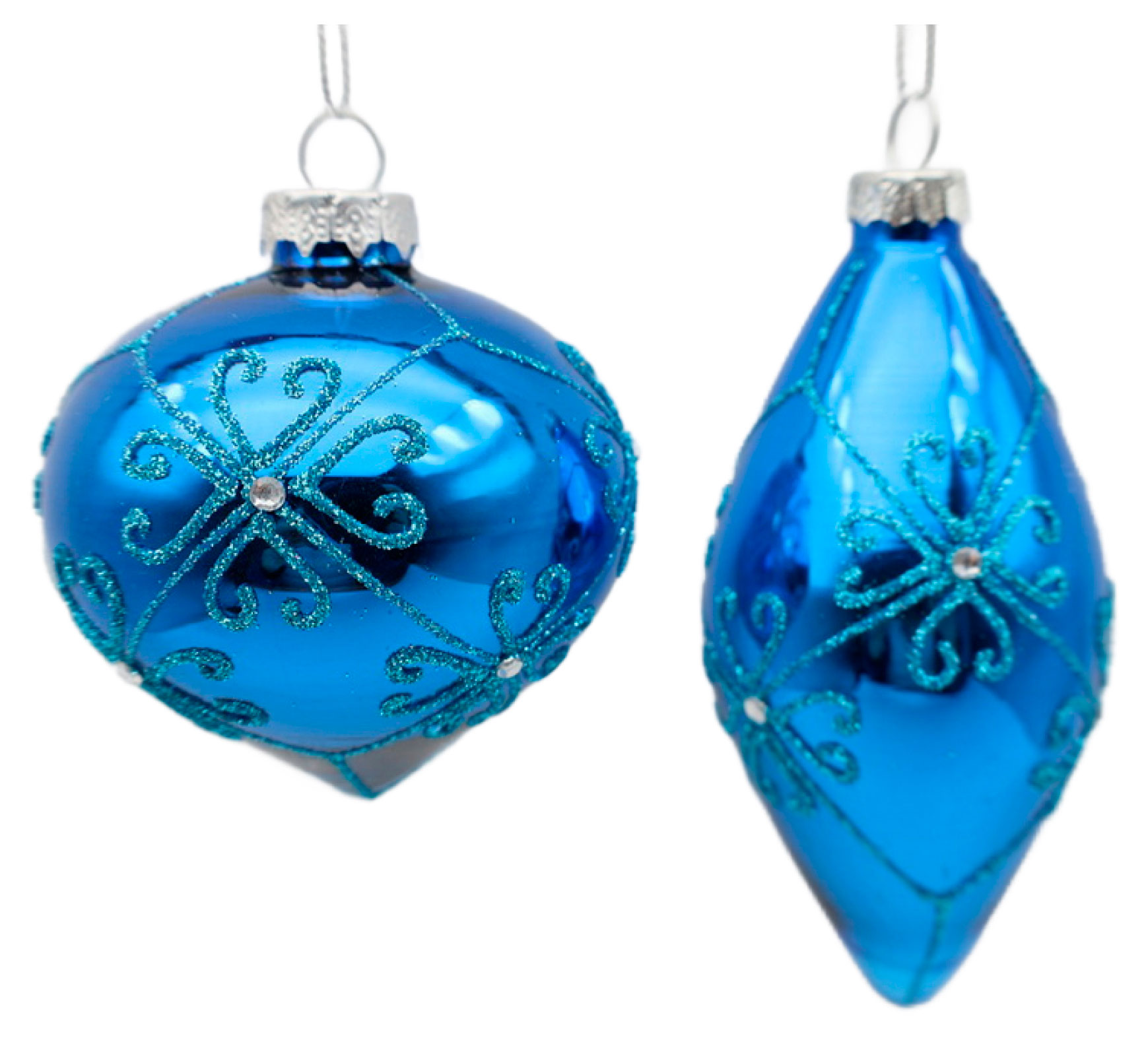 Изображение товара Елочный шар В царстве снежной королевы стекло синий 8 см новогодняя игрушка елка