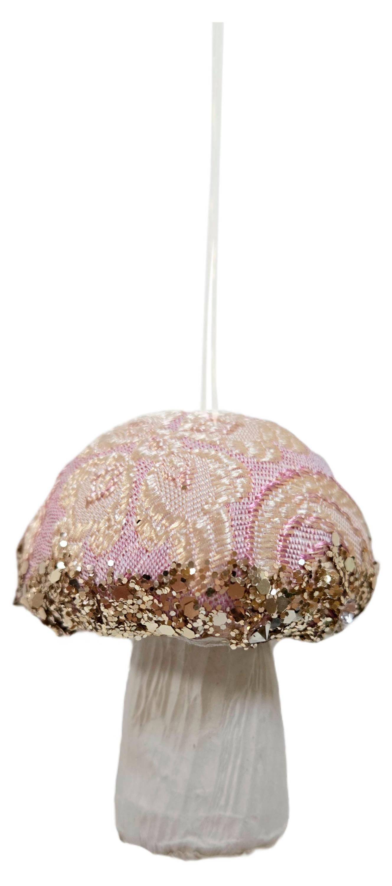 

Елочное украшение Розовый зефир Подвеска Гриб текстиль, 8 см