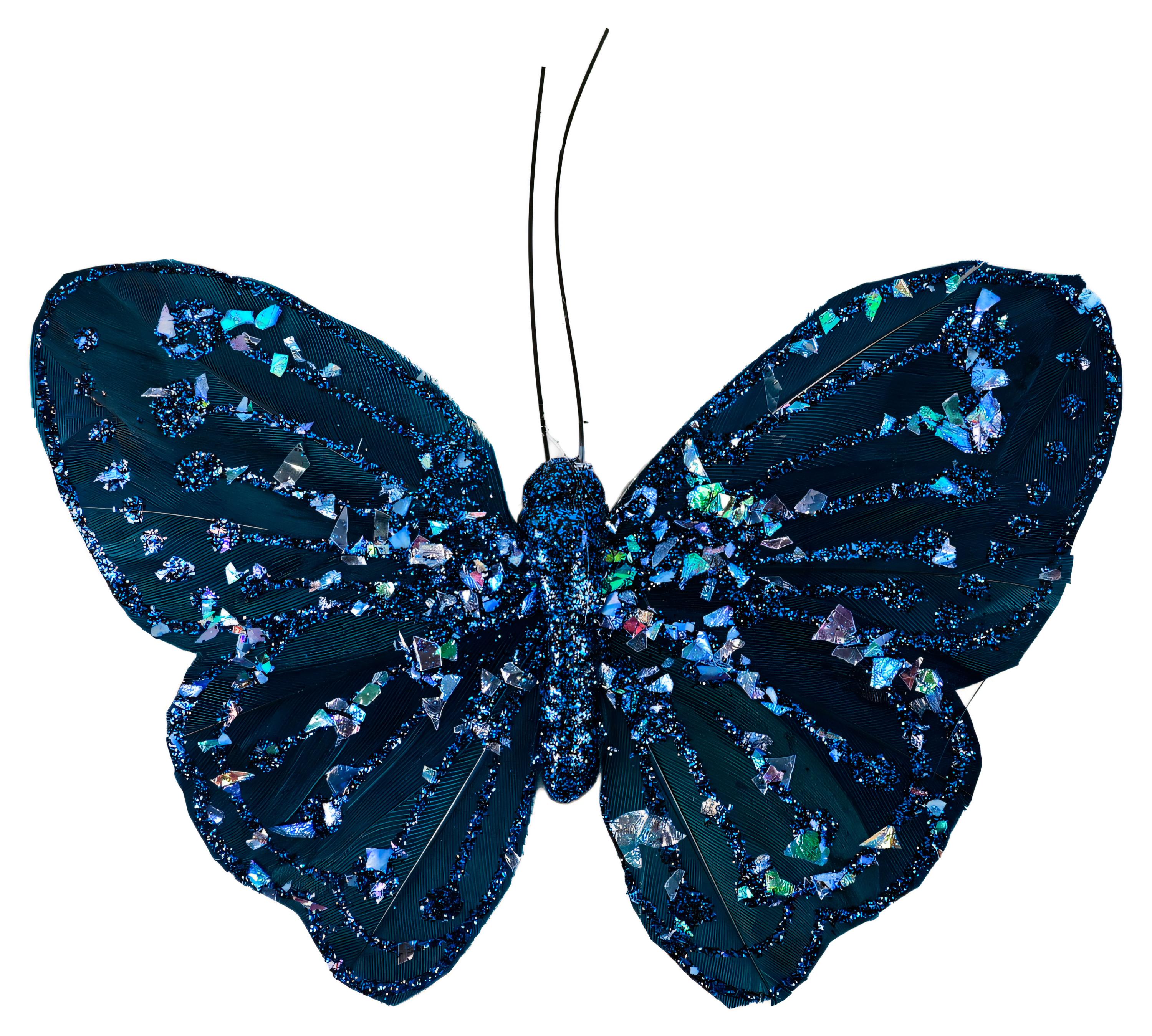 

Елочное украшение Снежная королева Подвеска Бабочка на клипсе, 11 см