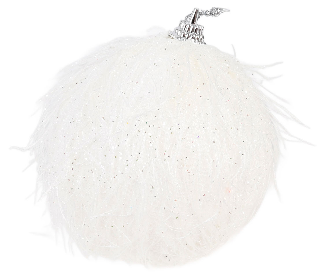 Изображение товара Новогодний елочный шар Театр белый 7,2 см с блестками для украшения елки