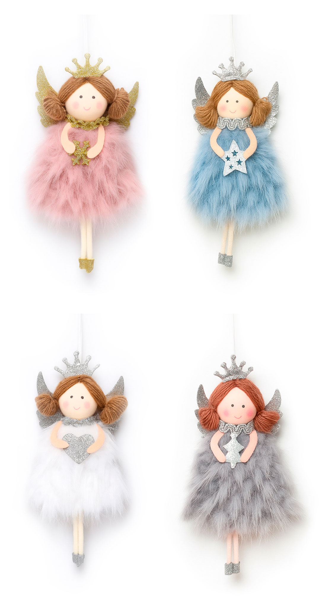 

Елочное украшение Снежная королева Подвеска Ангел текстиль 18 см, 1 шт в ассортименте