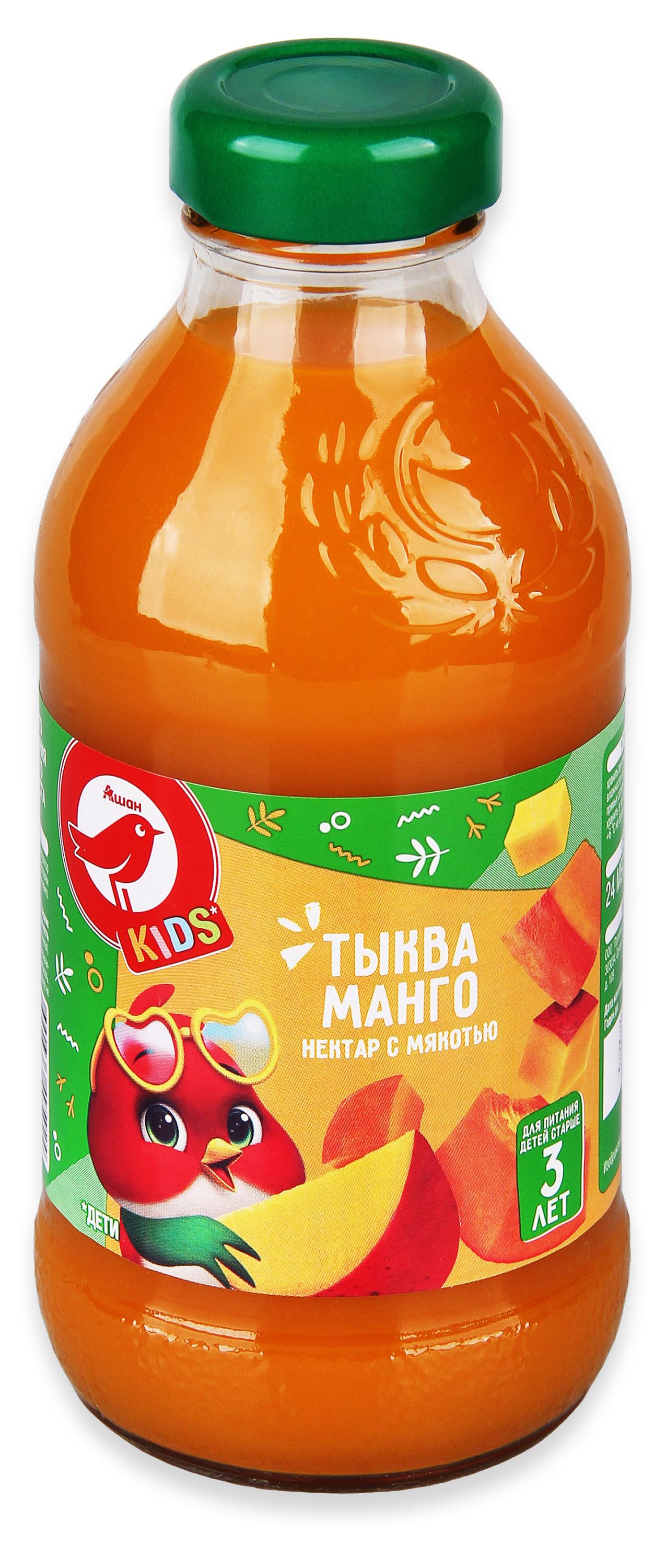 Изображение товара Нектар АШАН Красная птица Тыква Манго с мякотью 330 мл