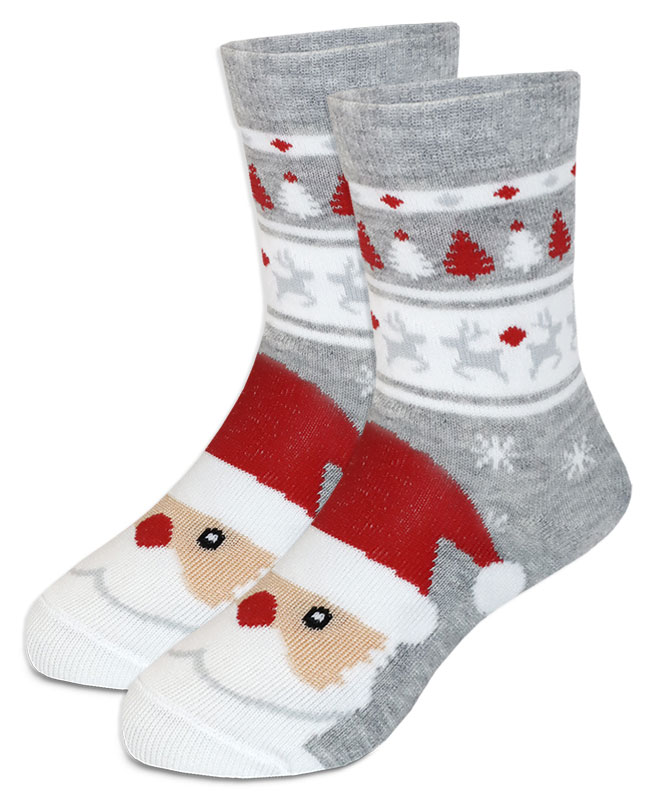 Изображение товара Детские носки серые с новогодним узором 16-18 размер