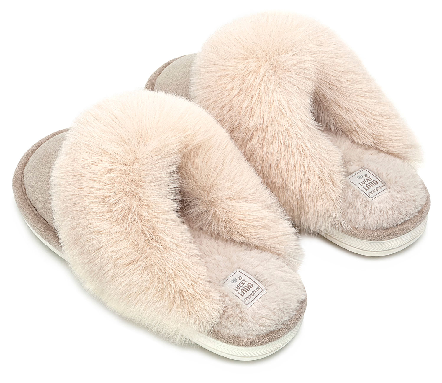 

Тапочки женские LuckyLand закрытый нос зимние светло-бежевые, р. 36/37-42/43