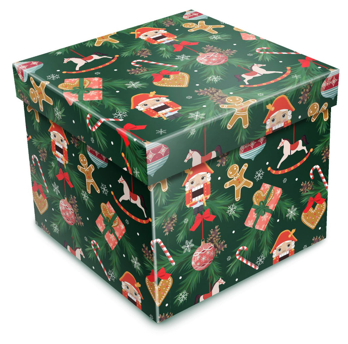 

Коробка подарочная Miland Елочка и снежинки 19х19х19 см, 1 шт