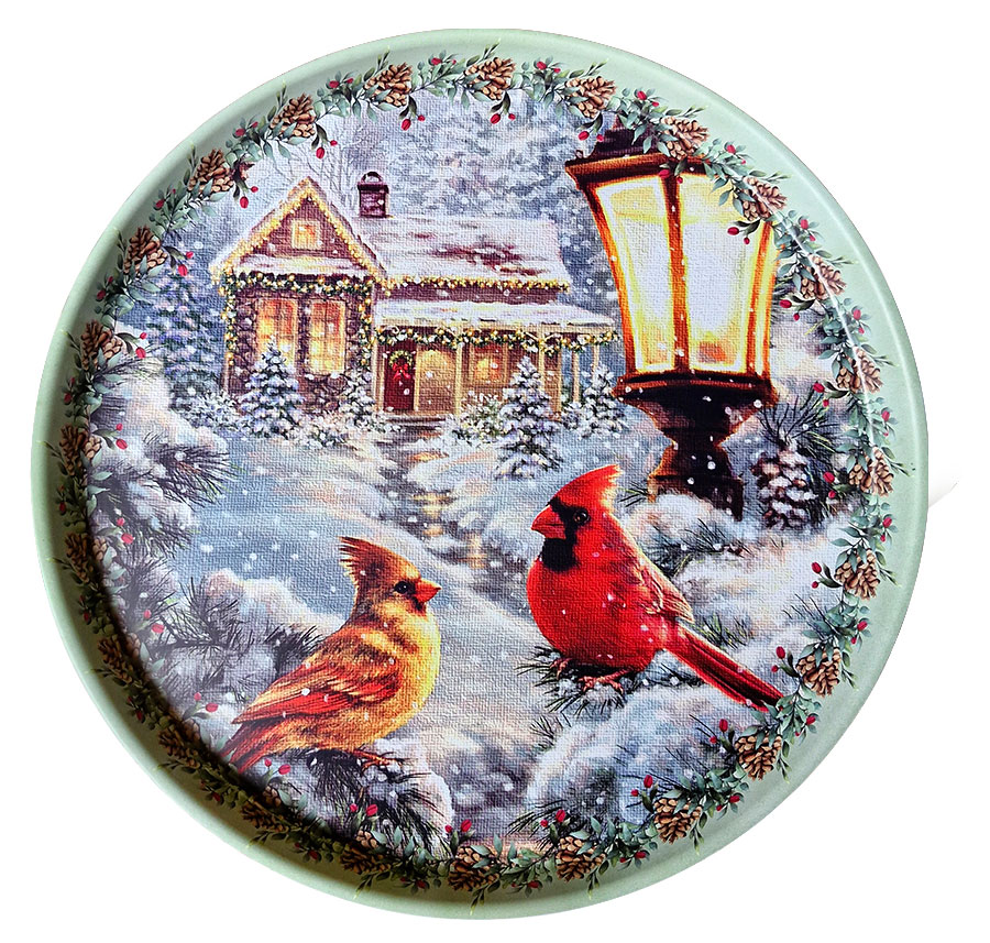 Изображение товара Поднос сервировочный жестяной с новогодним дизайном 33 см