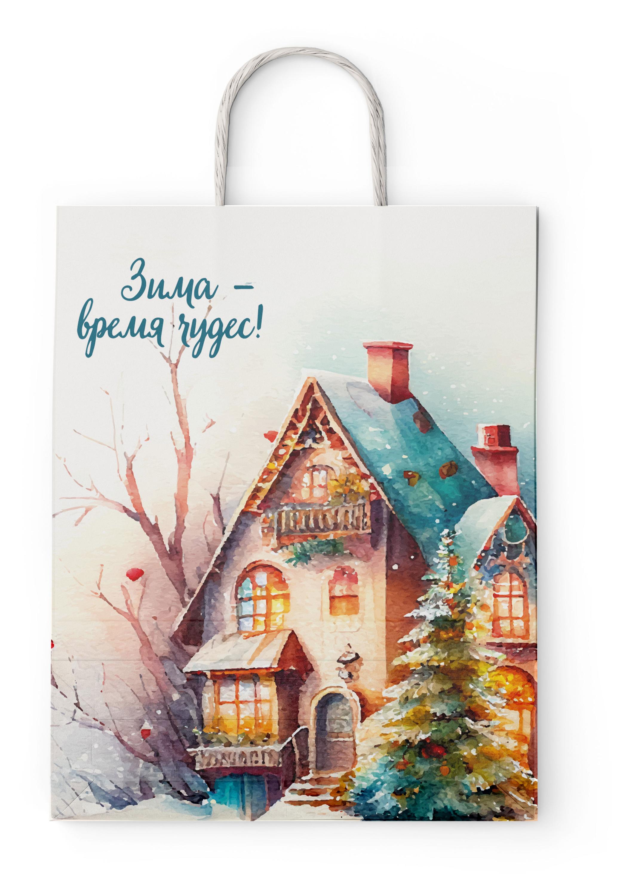 Изображение товара Подарочный бумажный пакет ПЗБМ 35х26х15 см универсальный стильный