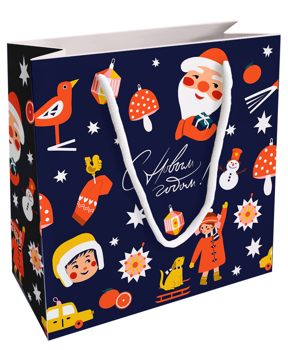 Изображение товара Пакет подарочный Be Smart бумажный С новым годом N5, 20х20 см 1 шт в ассортименте