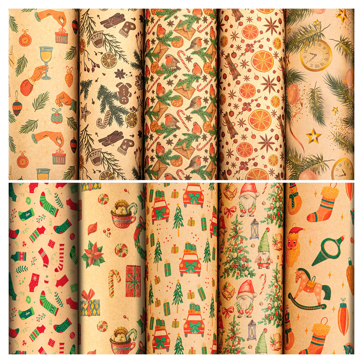 Изображение товара Бумага упаковочная для подарков «Золотая сказка» Christmas Kraft новогодняя 70х100 см, 1 шт в ассортименте
