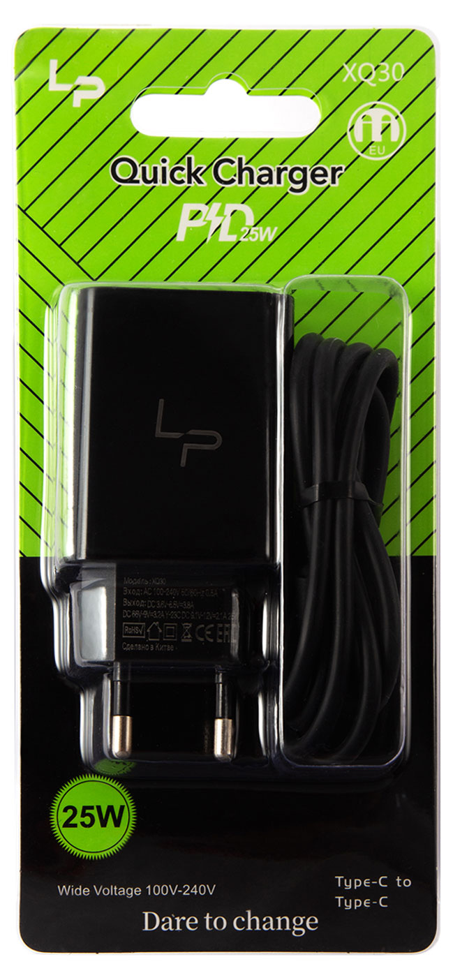 

Зарядное устройство сетевое Red Line LP GC-07 USB-C PD25W + кабель Type-C - Type-C 1 м черное