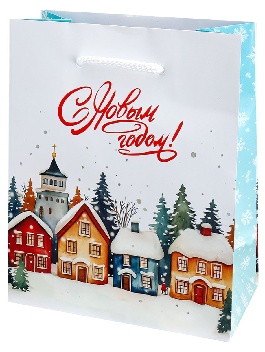 

Пакет подарочный Miland С Новым годом 26,4x32,7x8 см, 1 шт в ассортименте