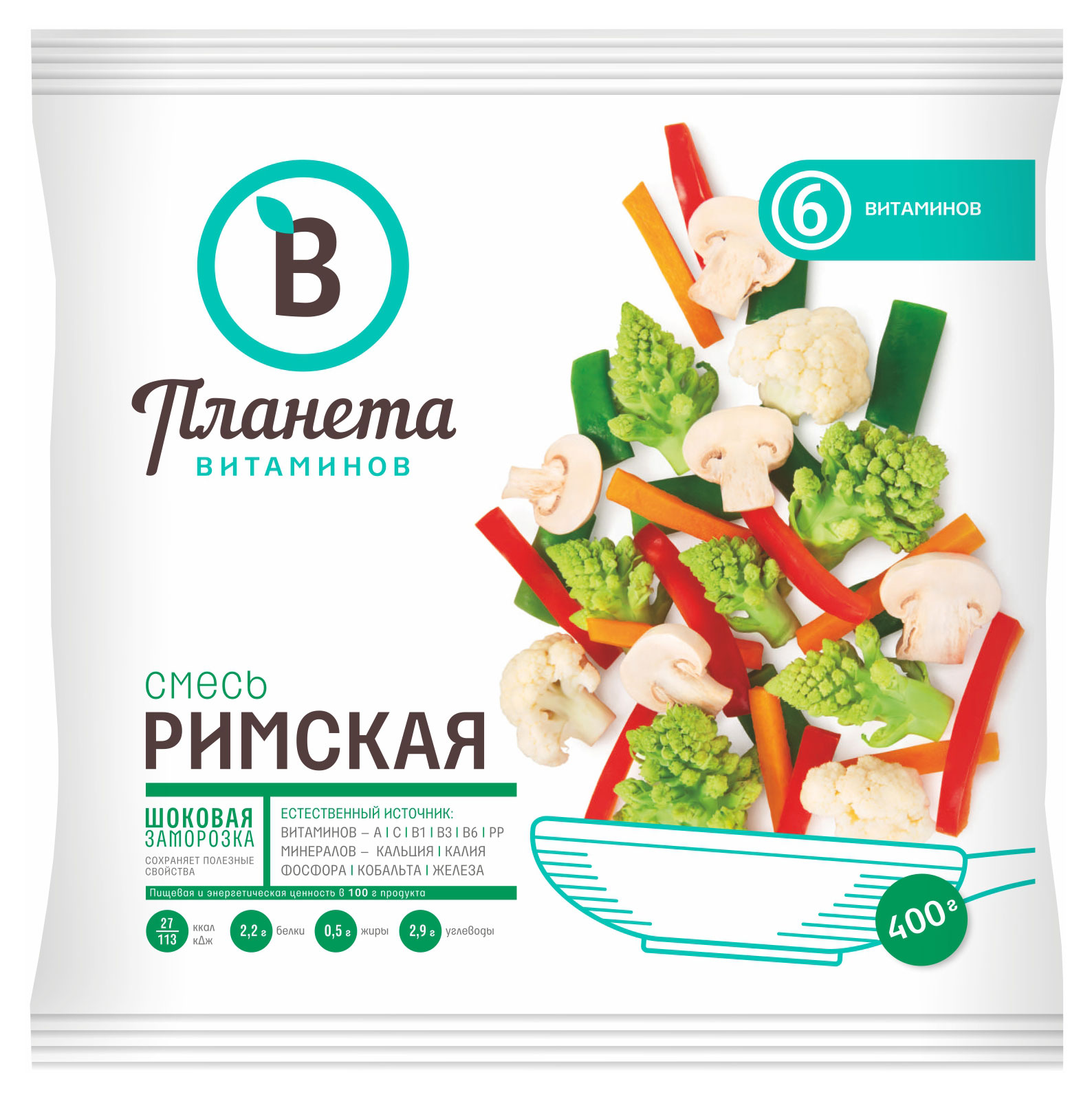 Изображение товара Овощная смесь Планета Витаминов Римская замороженная 400 г для супов и гарниров