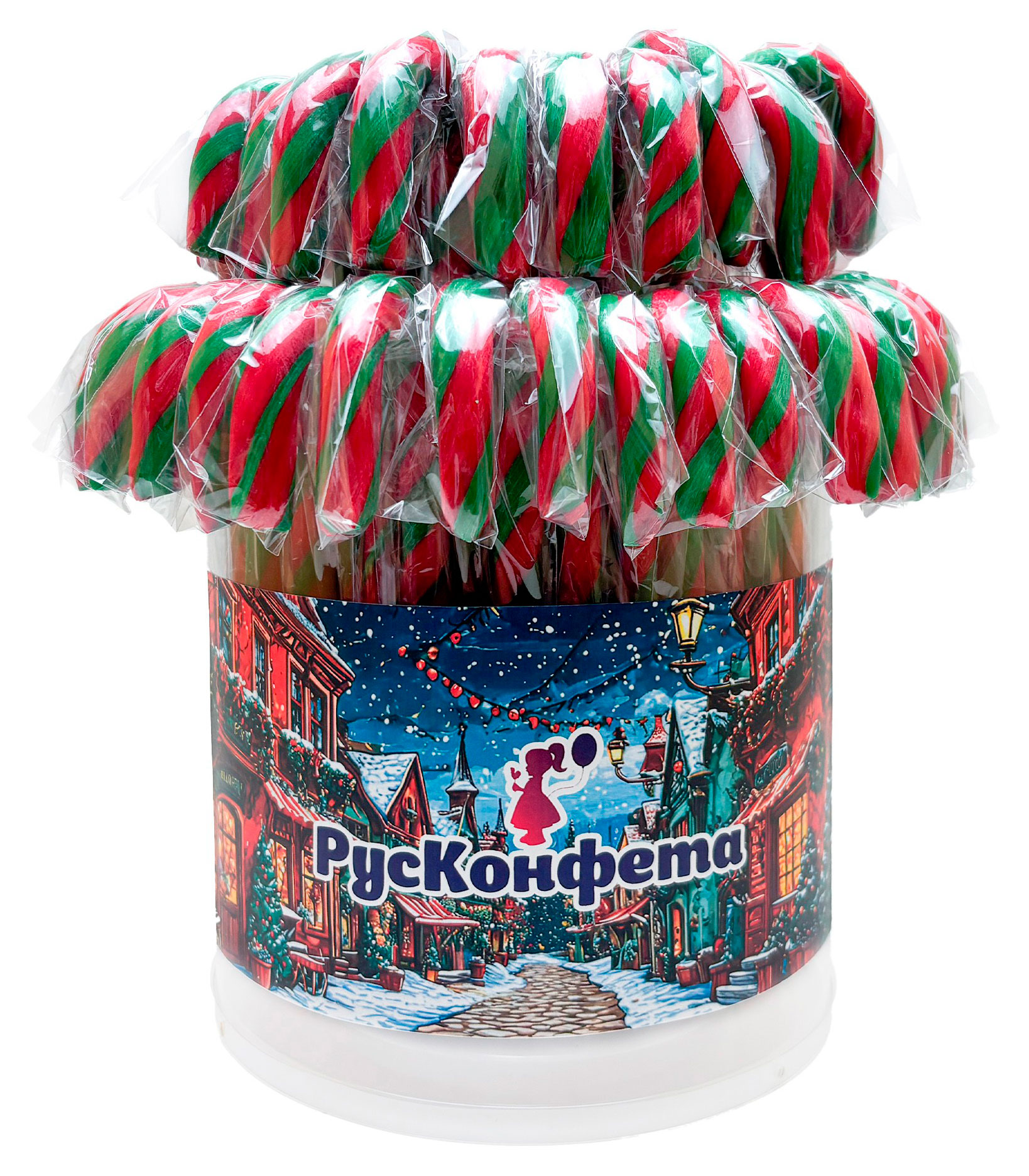 Изображение товара Карамель леденцовая «РусКонфета» Трость красно-зеленая, 30 г