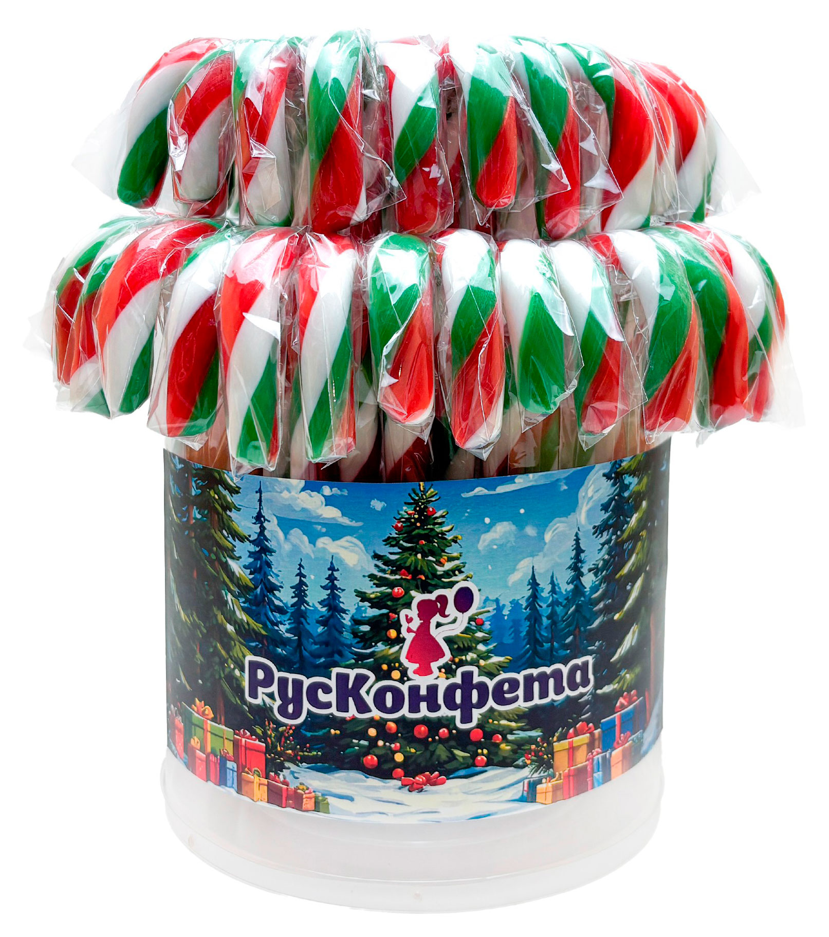 Изображение товара Карамель леденцовая «РусКонфета» Трость красно-бело-зеленая, 30 г
