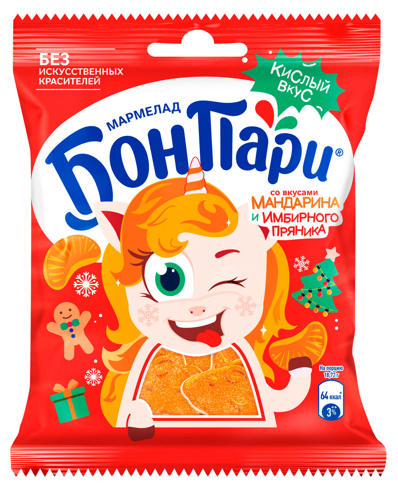 

Мармелад жевательный Бон Пари Новогодний микс со вкусами мандарина и имбирного пряника, 100 г