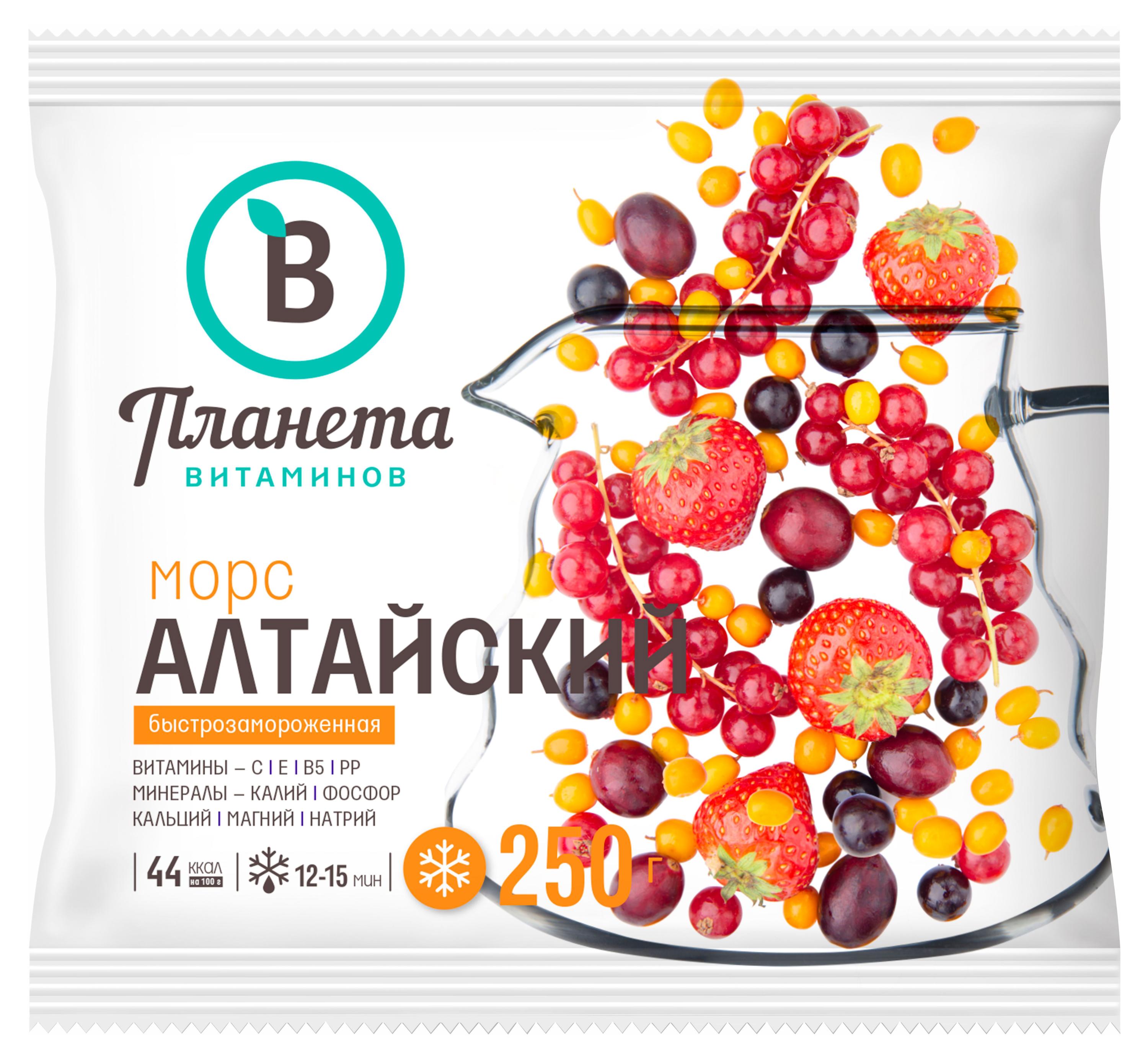 Изображение товара Ягодная смесь «Планета Витаминов» Морс Алтайский ассорти замороженный, 250 г