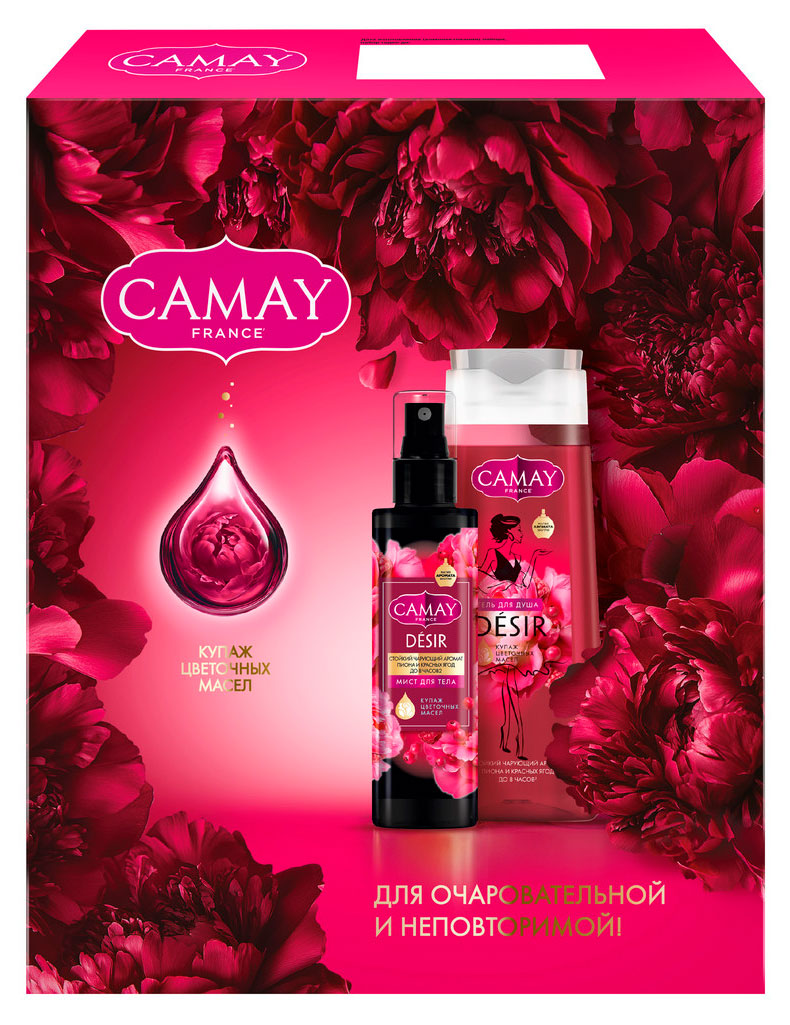 Изображение товара Подарочный набор женской косметики Camay гель для душа и спрей-мист 250 мл + 190 мл