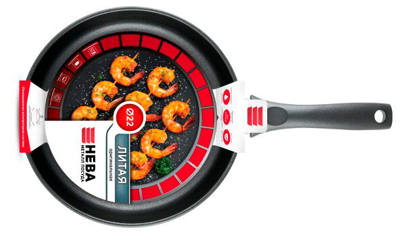 Изображение товара Сковорода литая Нева Металл Посуда диаметр 22 см антипригарное покрытие