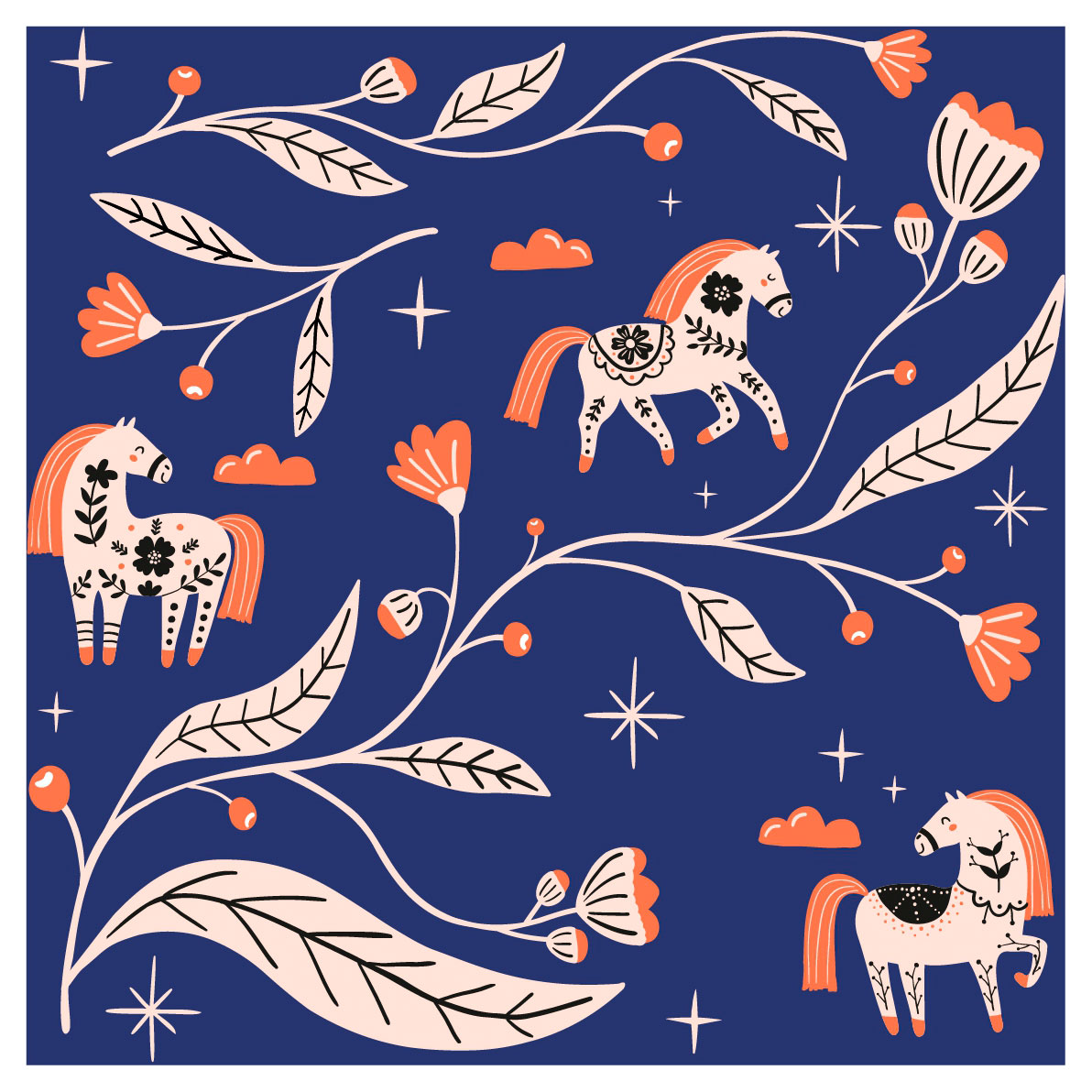 Изображение товара Бумага для подарков Be Smart Holidays Лошадки, 70х100 см 1 шт в ассортименте