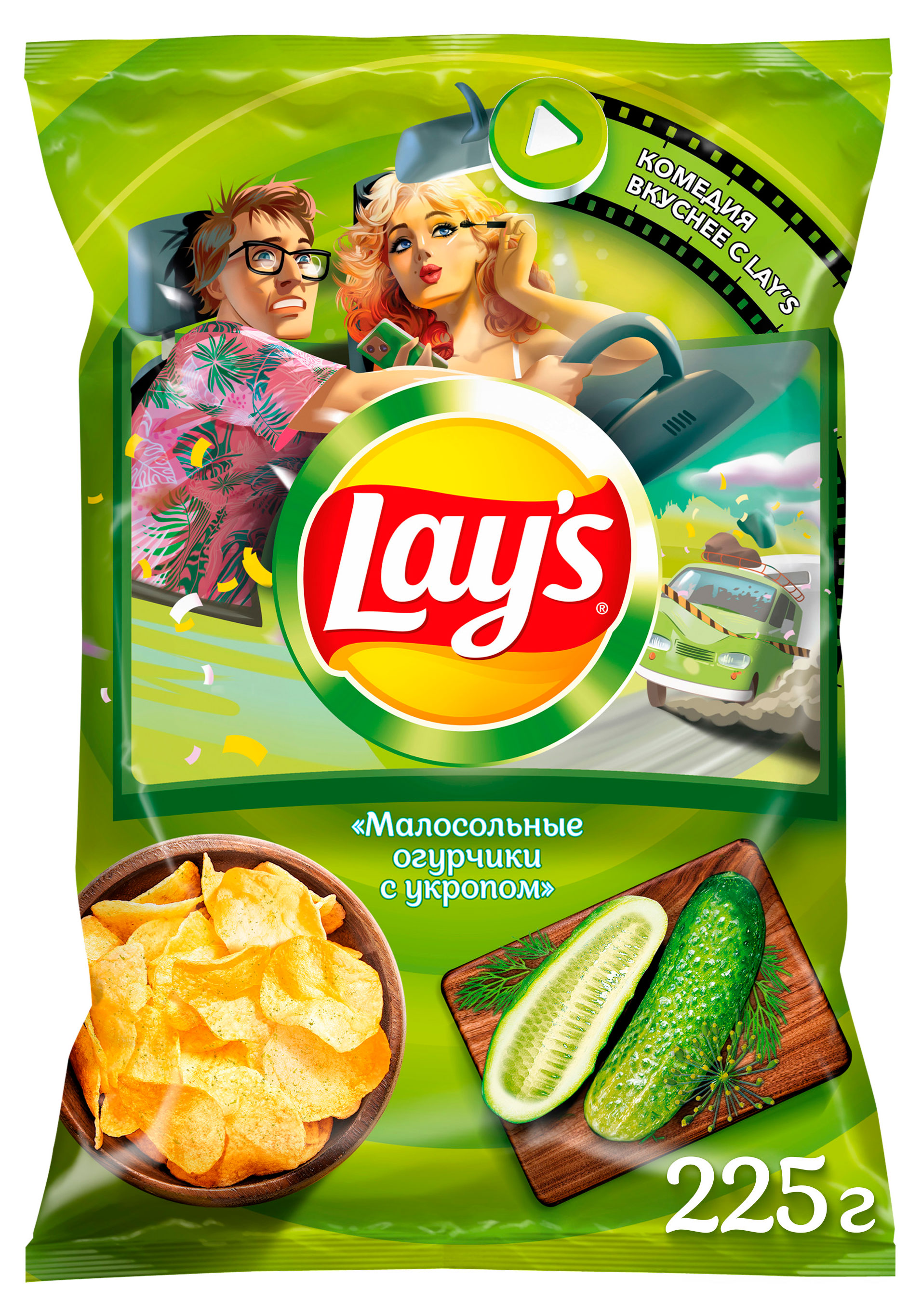 

Чипсы картофельные Lay's Малосольные огурчики, 225 г