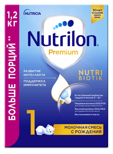 Изображение товара Сухая молочная смесь Nutrilon Premium 1 для новорожденных, 1.2 кг