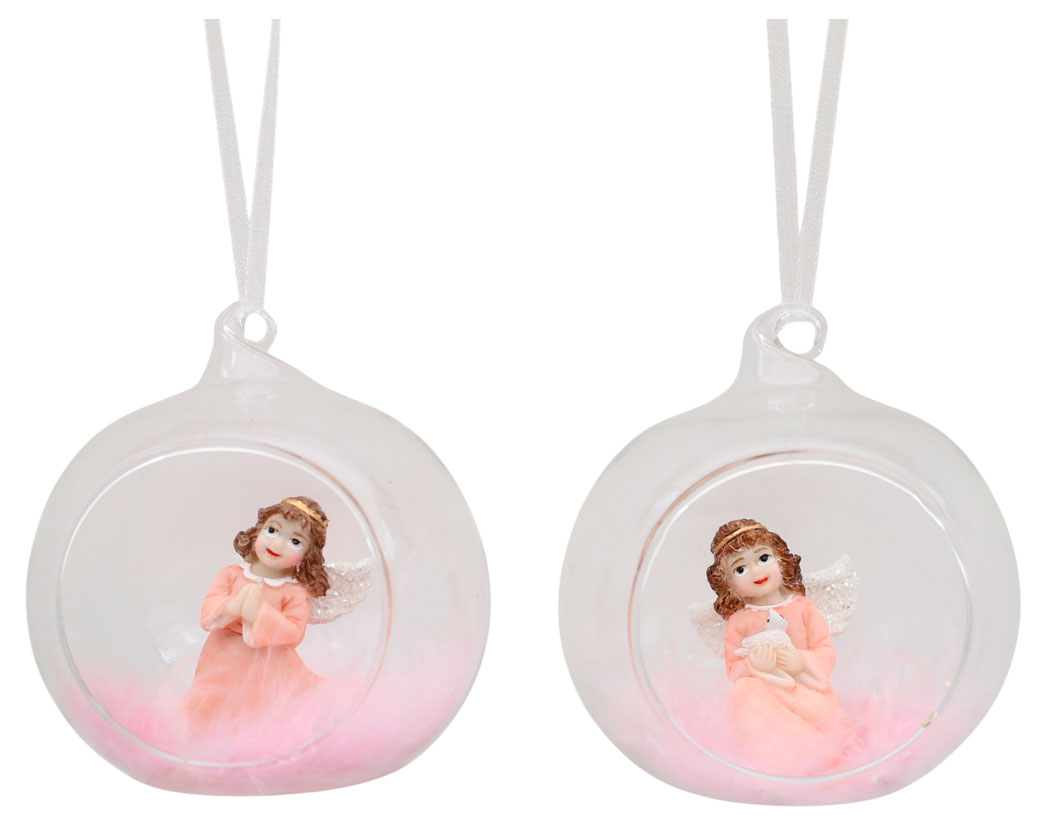 Изображение товара Елочный шар Рождественский зефир Ангел стекло 8,8 см