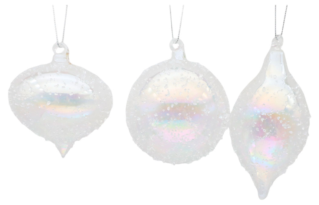 Изображение товара Елочный шар Снежная королева стекло перламутровый 8 см, 1 шт в ассортименте