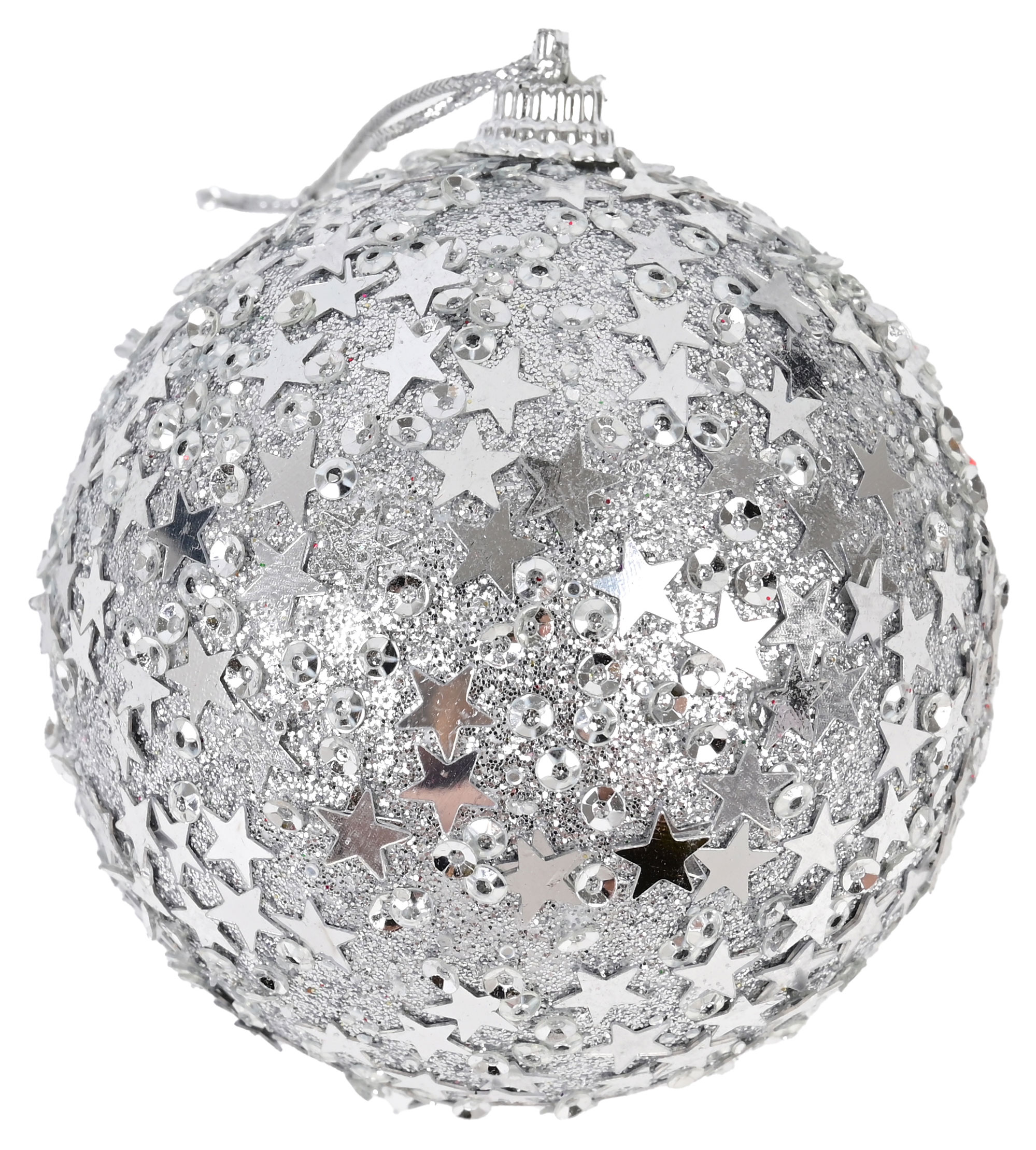 Изображение товара Елочный шар Снежная королева серебряный 8 см новогодняя елочная игрушка