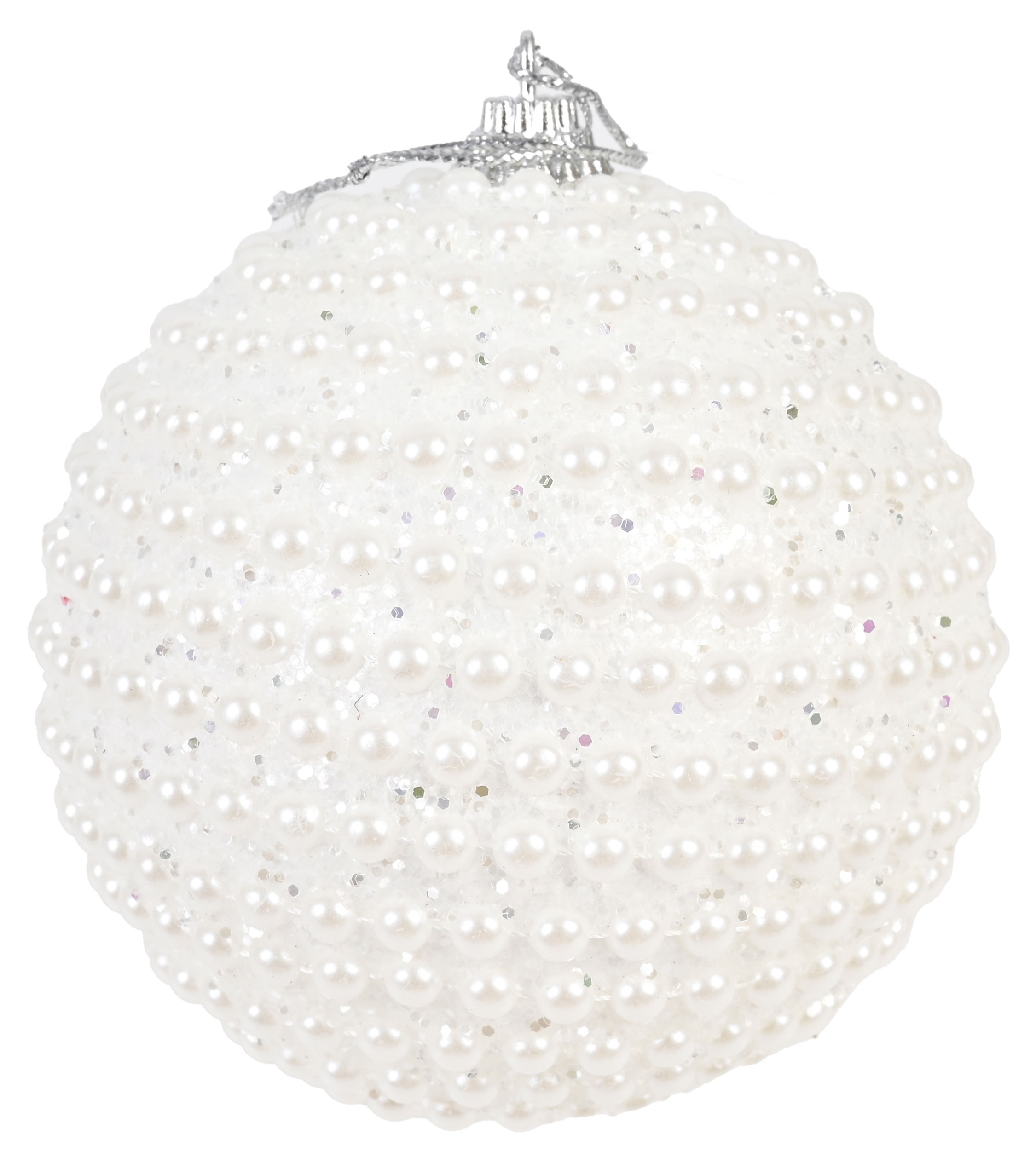 Изображение товара Елочный шар Золото театра белый, 10 см